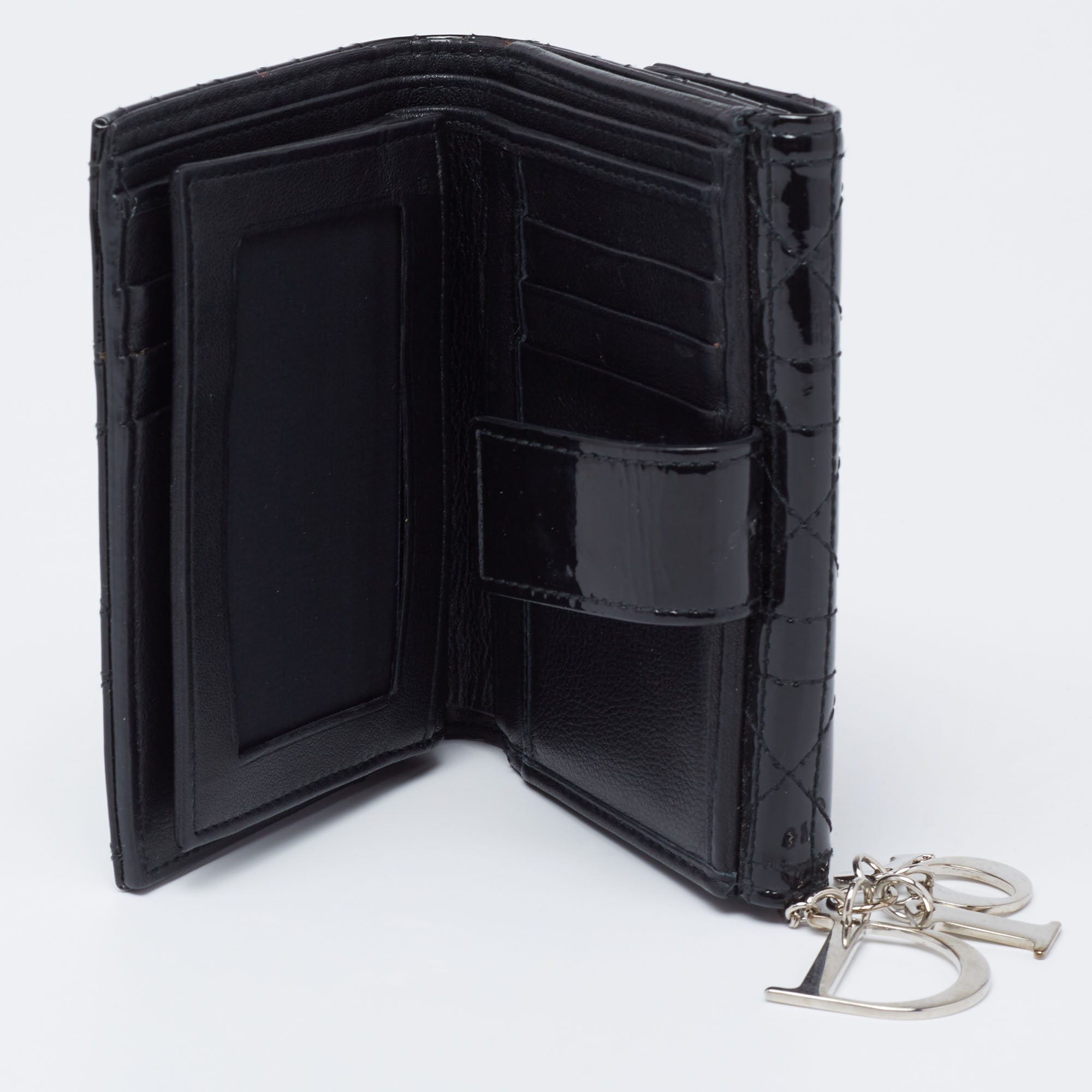 

Dior Black Cannage Patent Leather French Compact Wallet