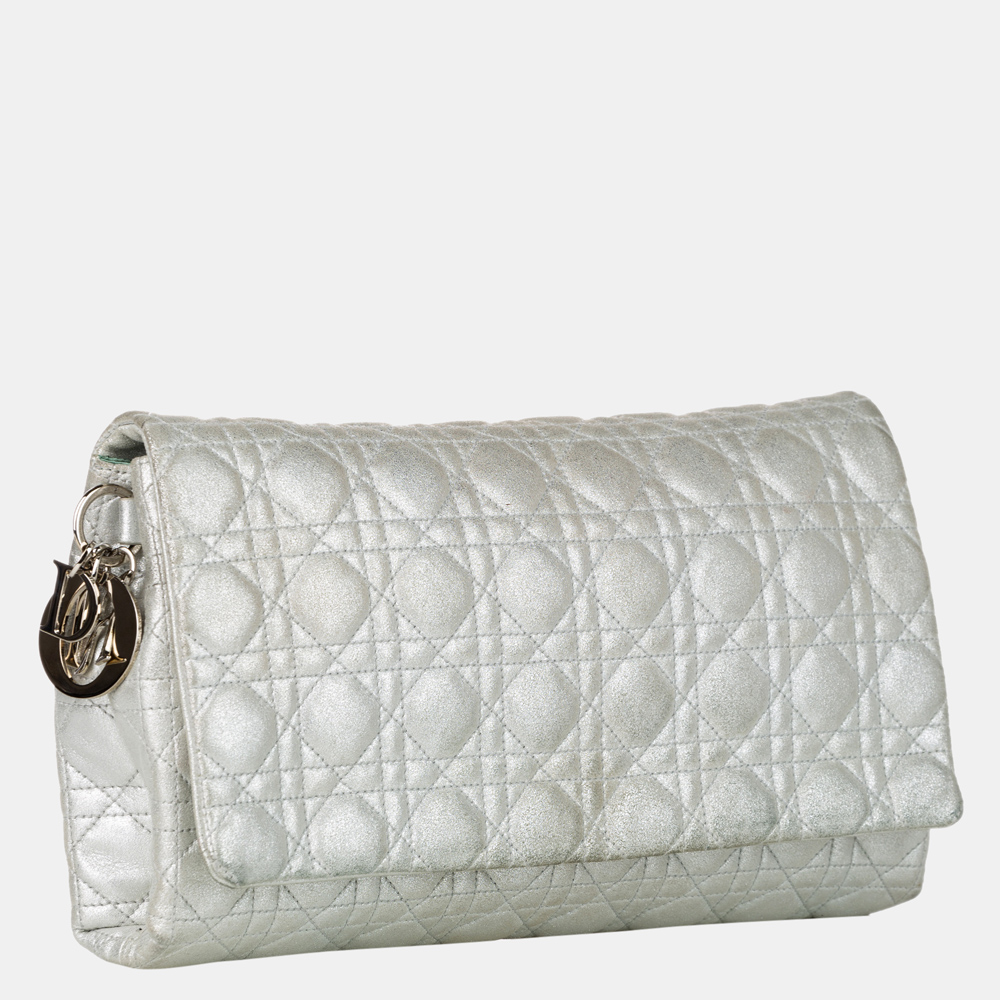 

Dior Silver Cannage Leather Clutch Bag