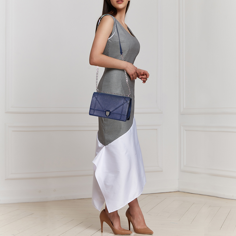 

Dior Blue Leather Medium Diorama Flap Shoulder Bag