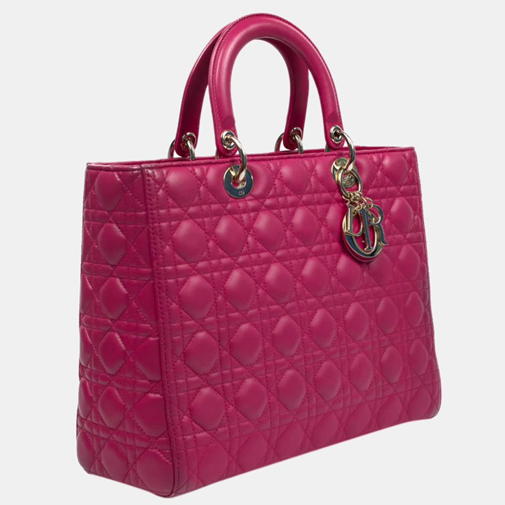 

Dior Pink Cannage Leather Lady Dior Tote Bag