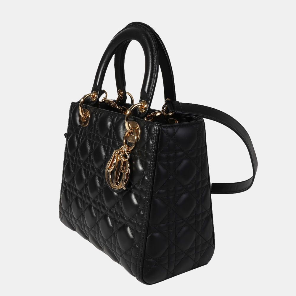 

Dior Black Cannage Quilted Lambskin Leather  Lady Dior Bag