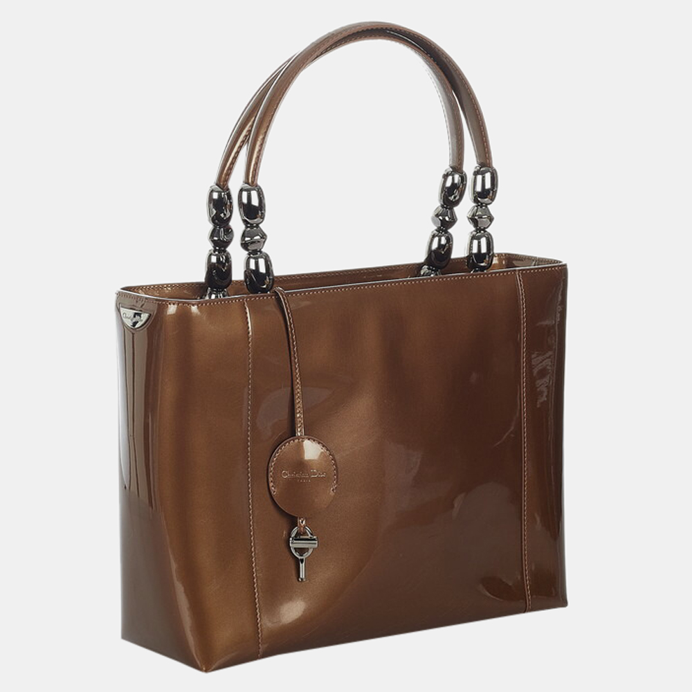 

Dior Brown Patent Leather Malice Bag