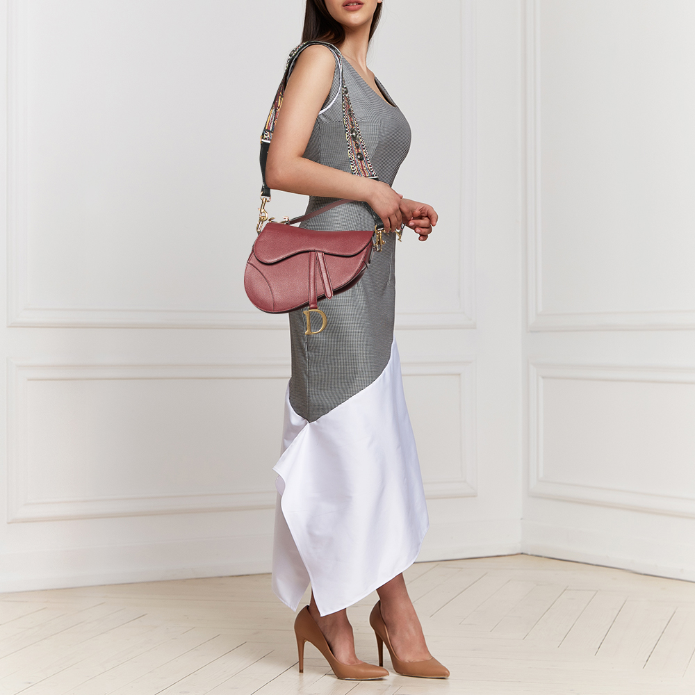 

Dior Burgundy Leather Saddle Bag