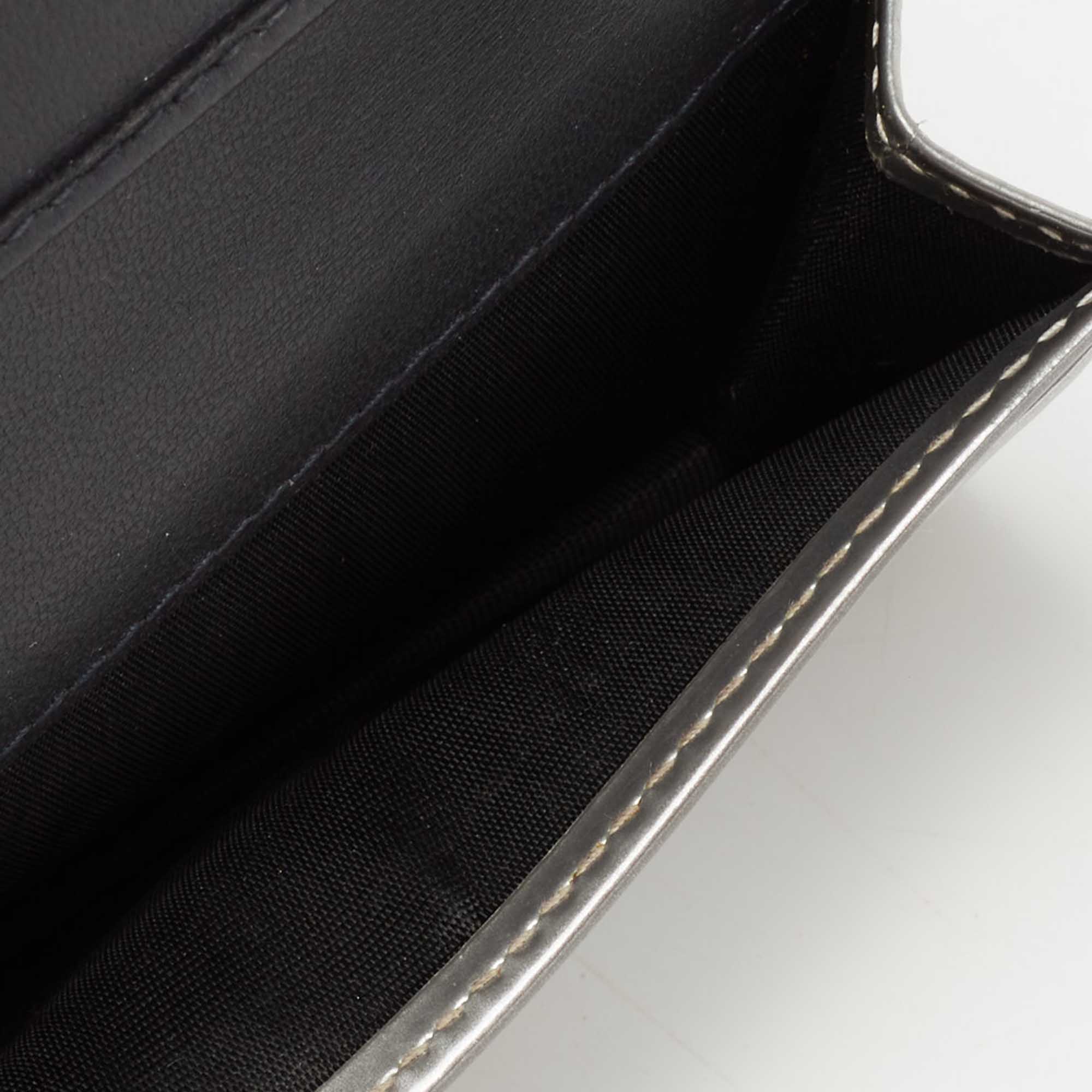 

Dior Silver Micro Cannage Patent Leather Mini Lady Dior Card Case, Metallic