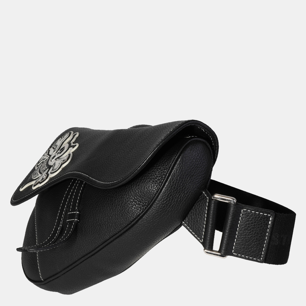 

Dior x Stussy Black Grained Leather Saddle Shoulder Bag