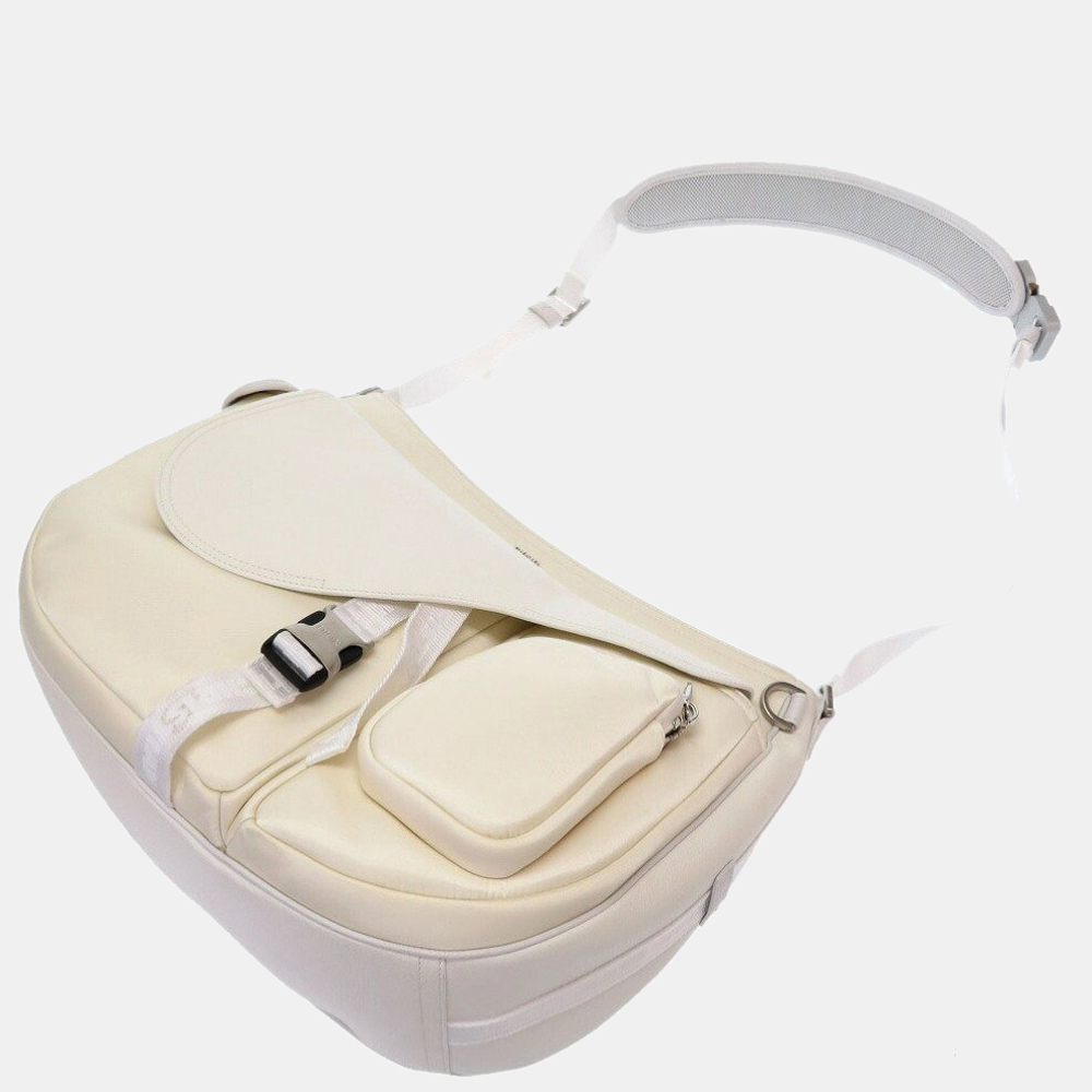 

Christian Dior White Leather Dior Saddle Soft Shoulder Bag