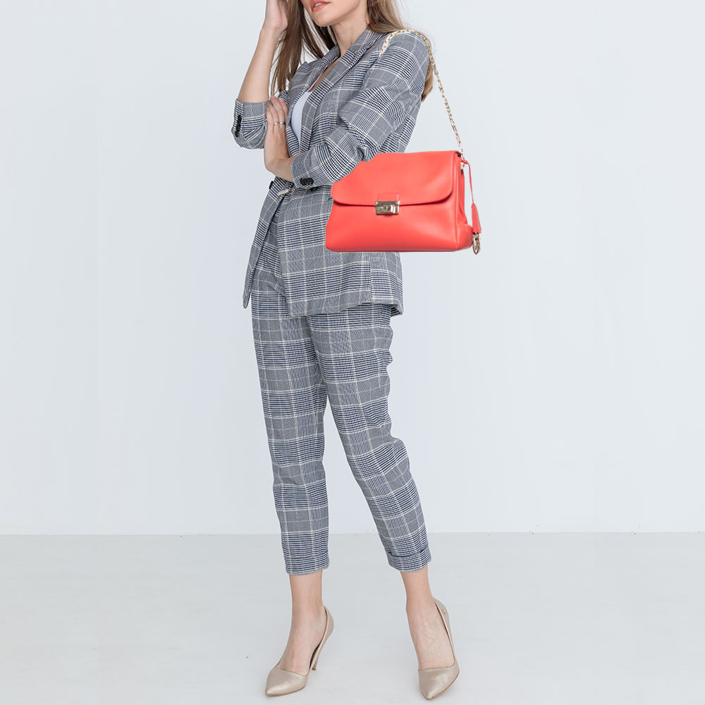 

Dior Coral Orange Leather Large Diorling Shoulder Bag