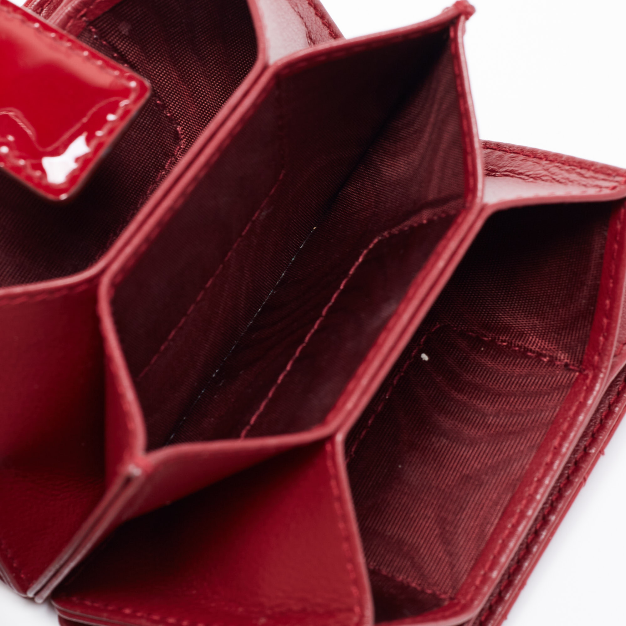 

Dior Red Cannage Patent Leather Gusset Card Holder