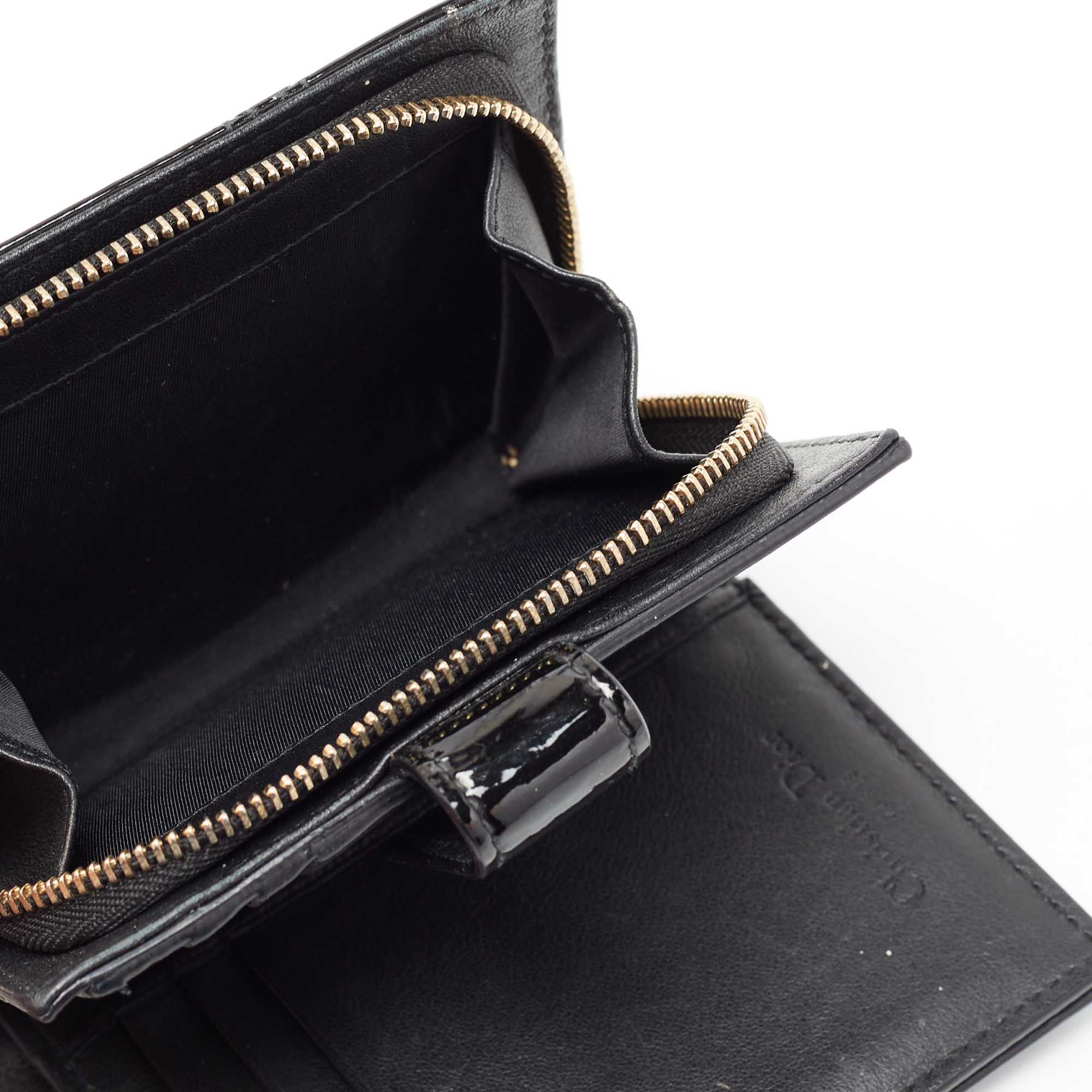 

Dior Black Cannage Patent Leather Lady Dior French Wallet