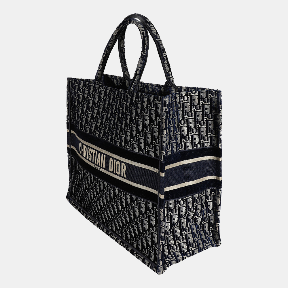 

Dior Blue Oblique Velvet Large Book Tote Bag