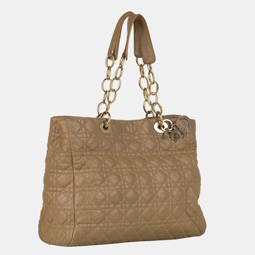 

Dior Beige/Brown Cannage Soft Shopper Tote Bag