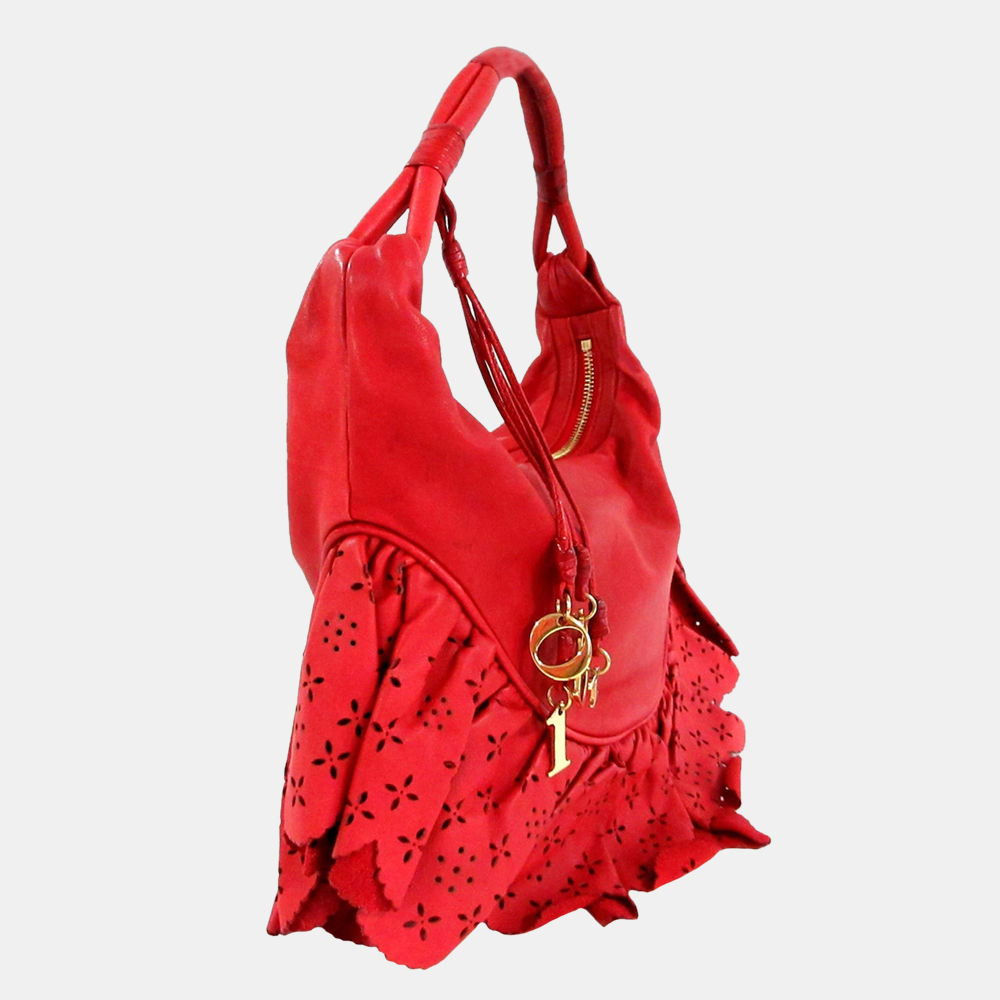 

Dior Red Gypsy Leather Hobo Bag