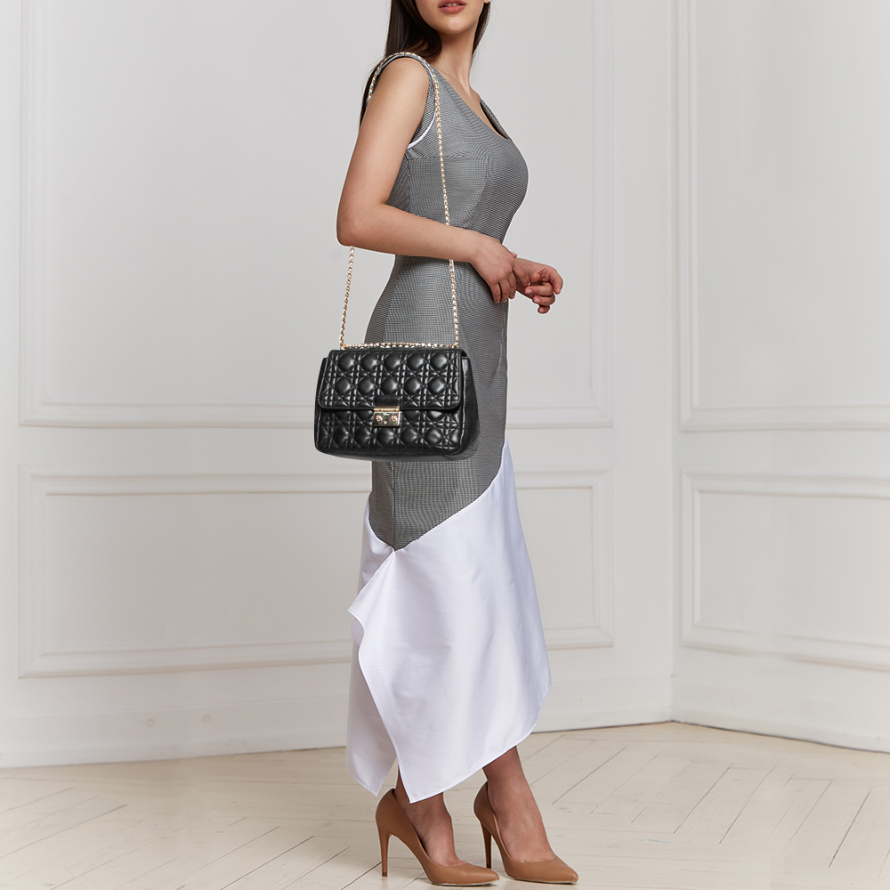 

Dior Black Cannage Leather Miss Dior Medium Flap Bag