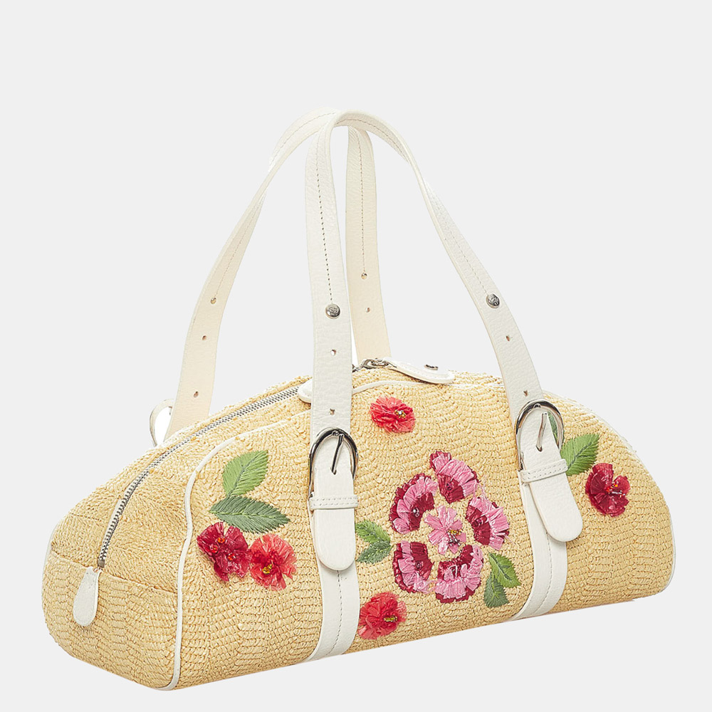 

Dior Brown/Multicolor Floral Raffia Handbag