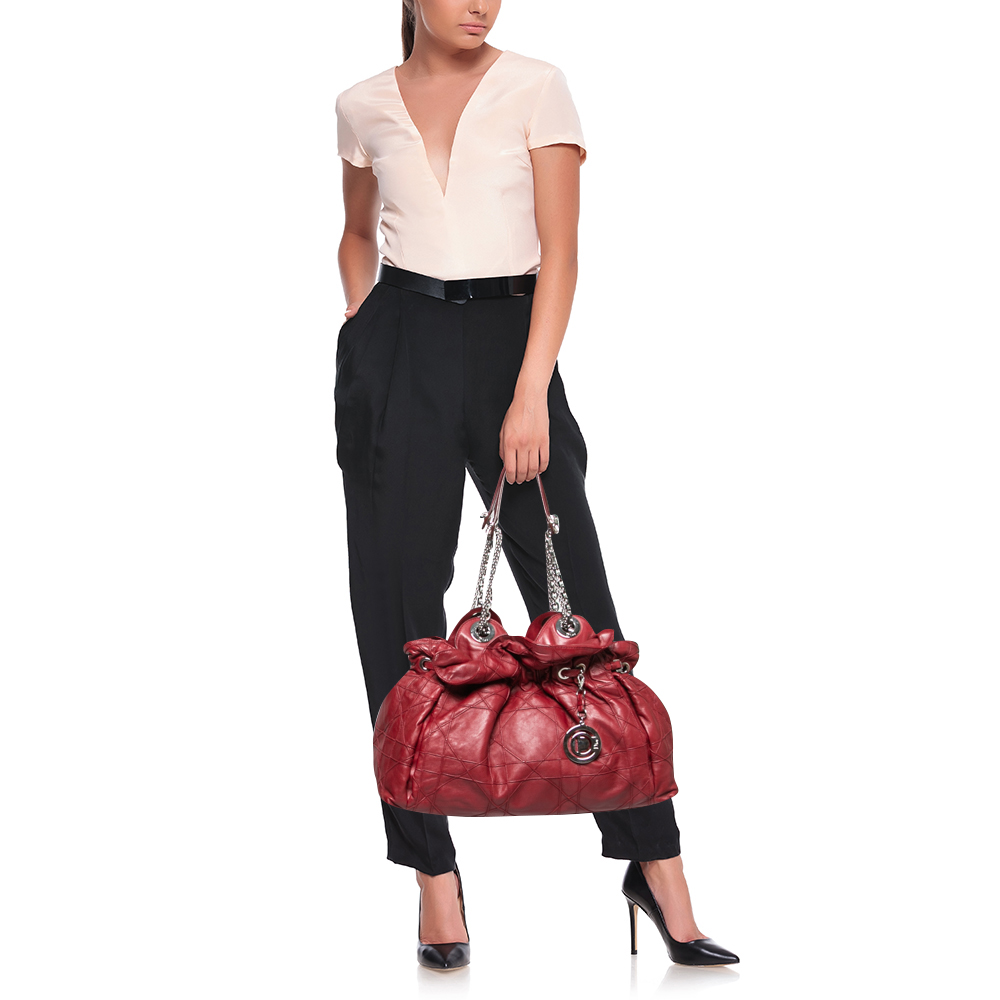 

Dior Red Cannage Leather Le Trente Hobo