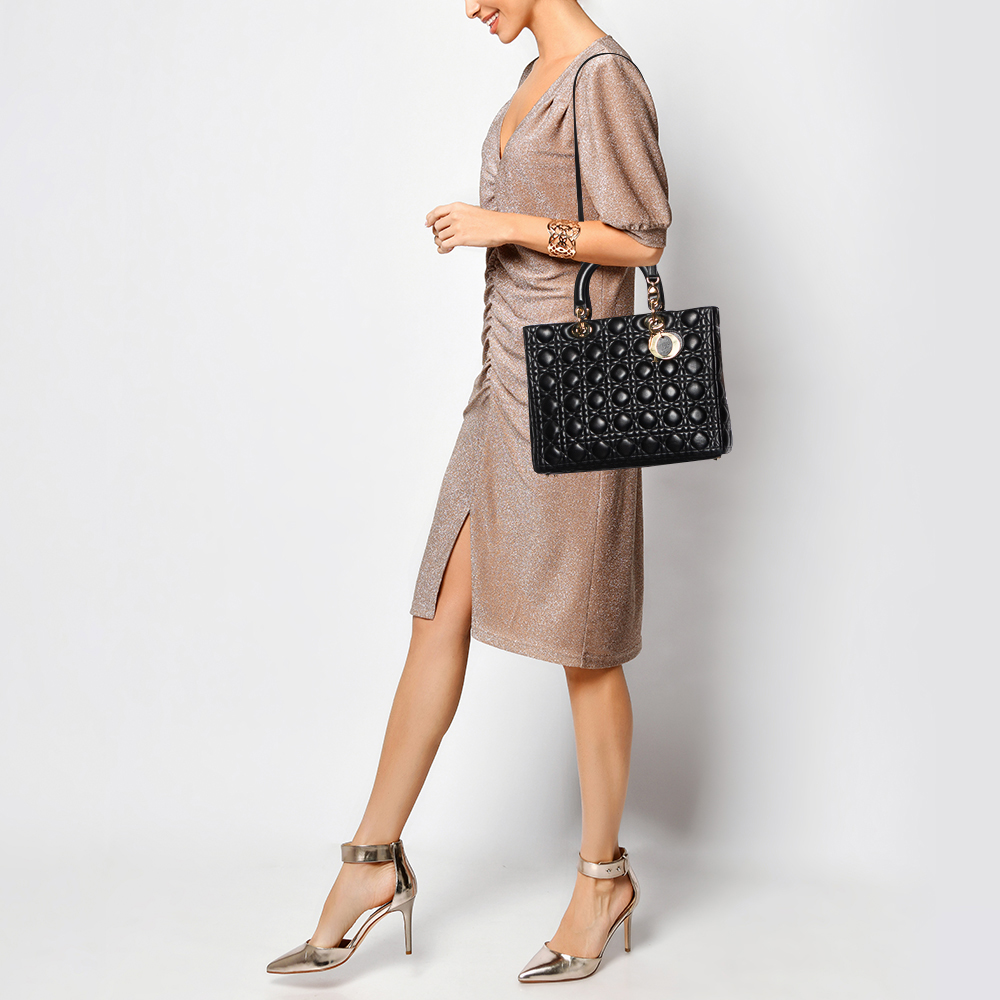

Dior Black Cannage Leather Large Lady Dior Tote