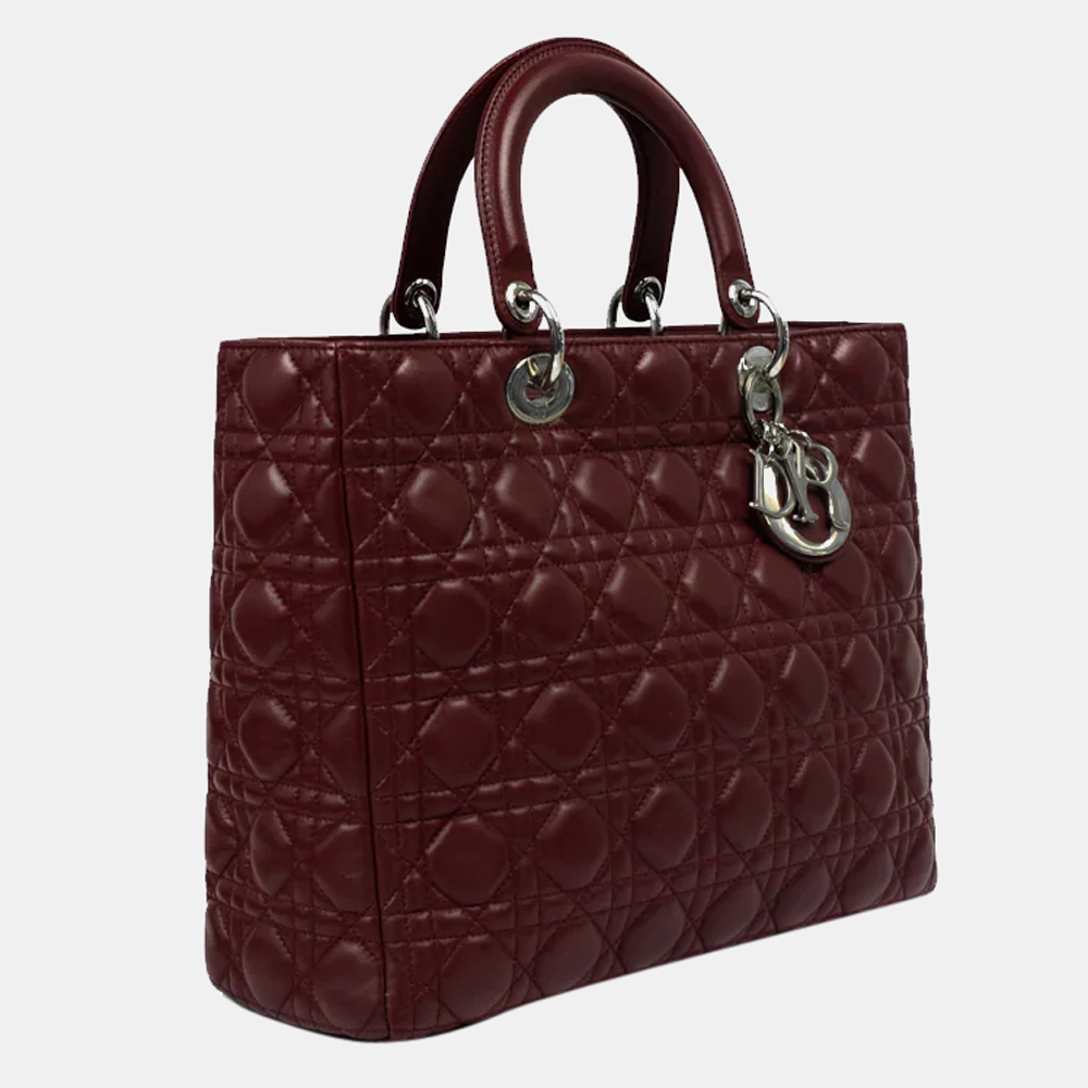 

Dior Burgundy Leather Cannage Lady Dior Tote Bag