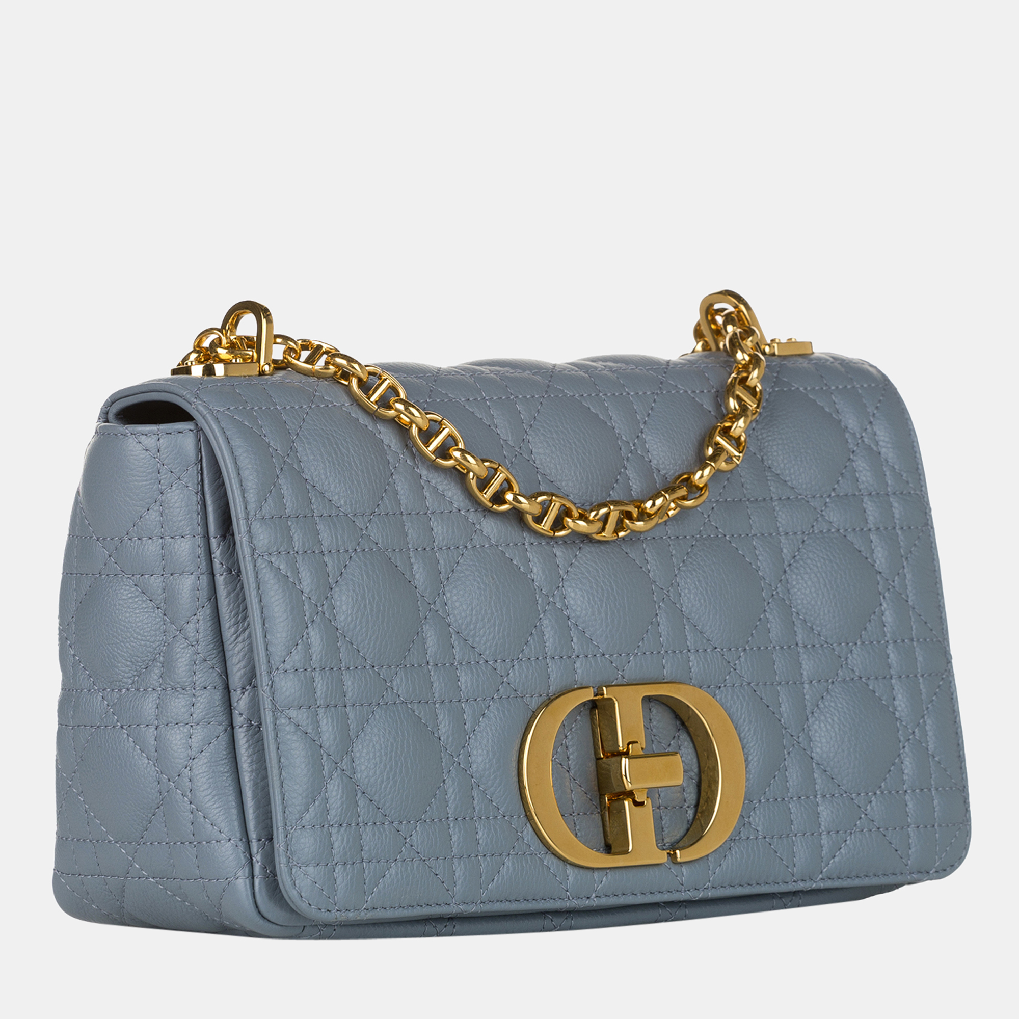 

Dior Grey Caro Cannage Leather Shoulder Bag