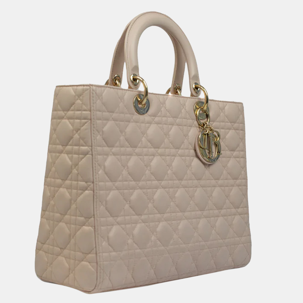 

Dior Beige Leather Lady Dior Large Tote Bag