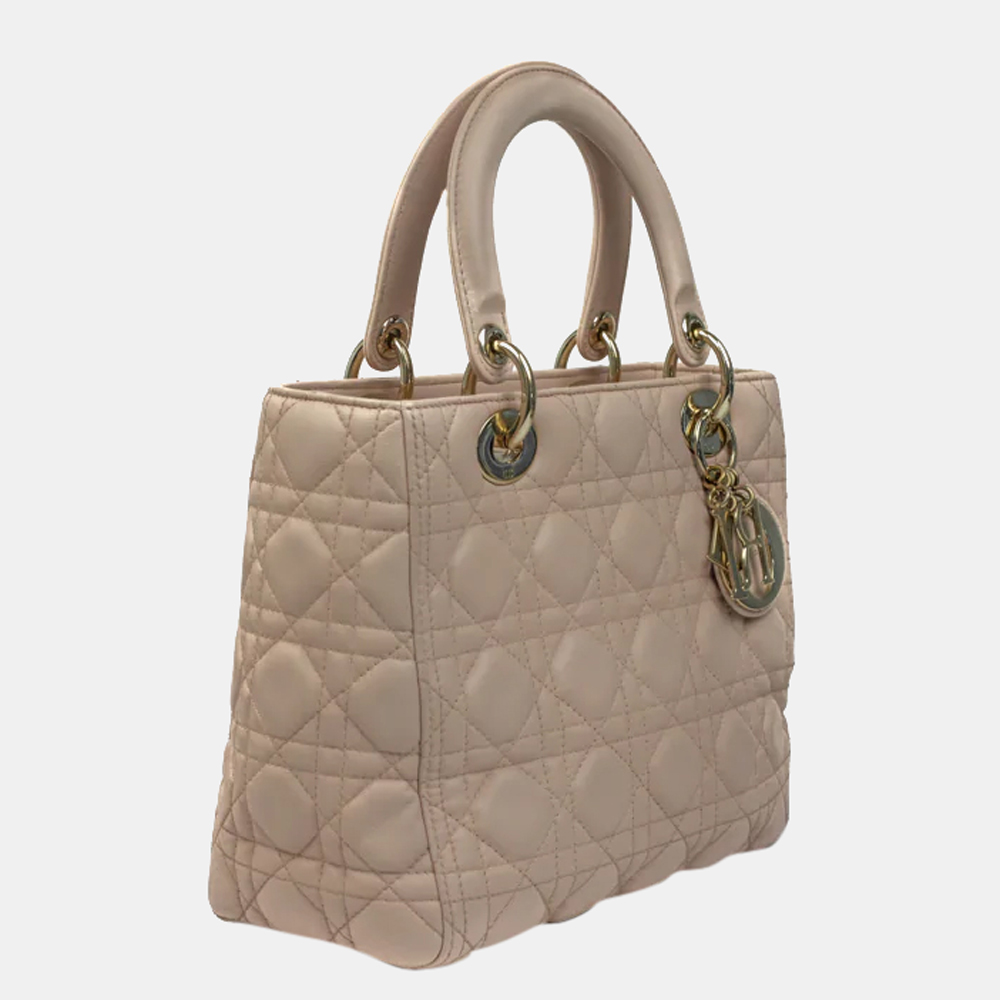

DIOR Lady Dior Medium Shoulder bag in Beige Leather