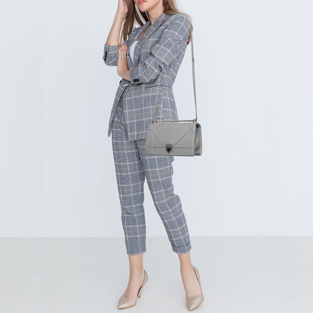 

Dior Grey Leather Medium Diorama Shoulder Bag