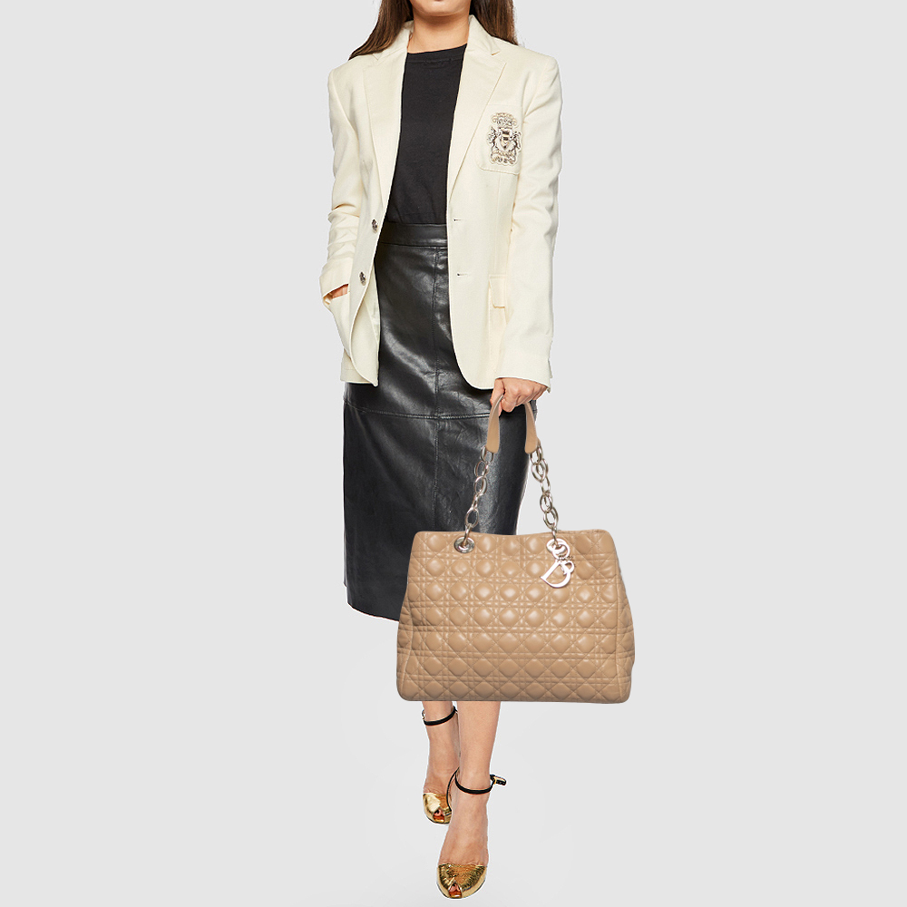 

Dior Beige Quilted Leather Lady Dior Tote