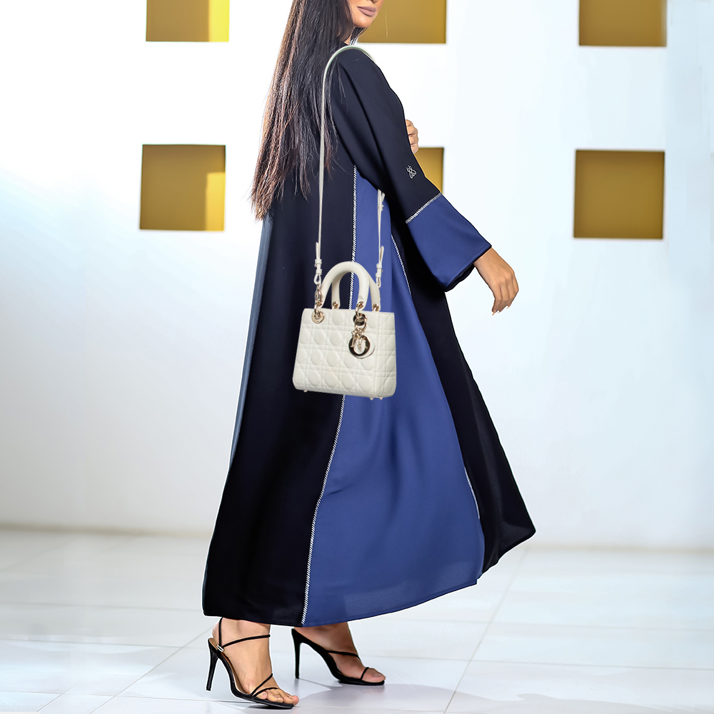 

Dior White Cannage Leather Small My ABCDior Lady Dior Tote