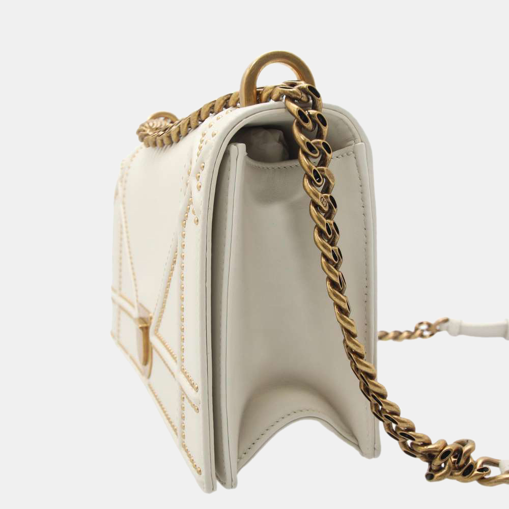 

Dior White Leather  Diorama Shoulder Bag