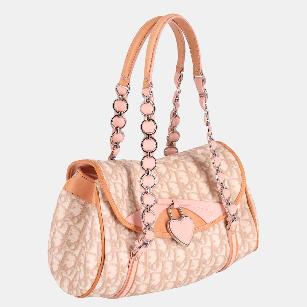 

Dior Pink Leather Romantique Trotter Monogram Flap Bag