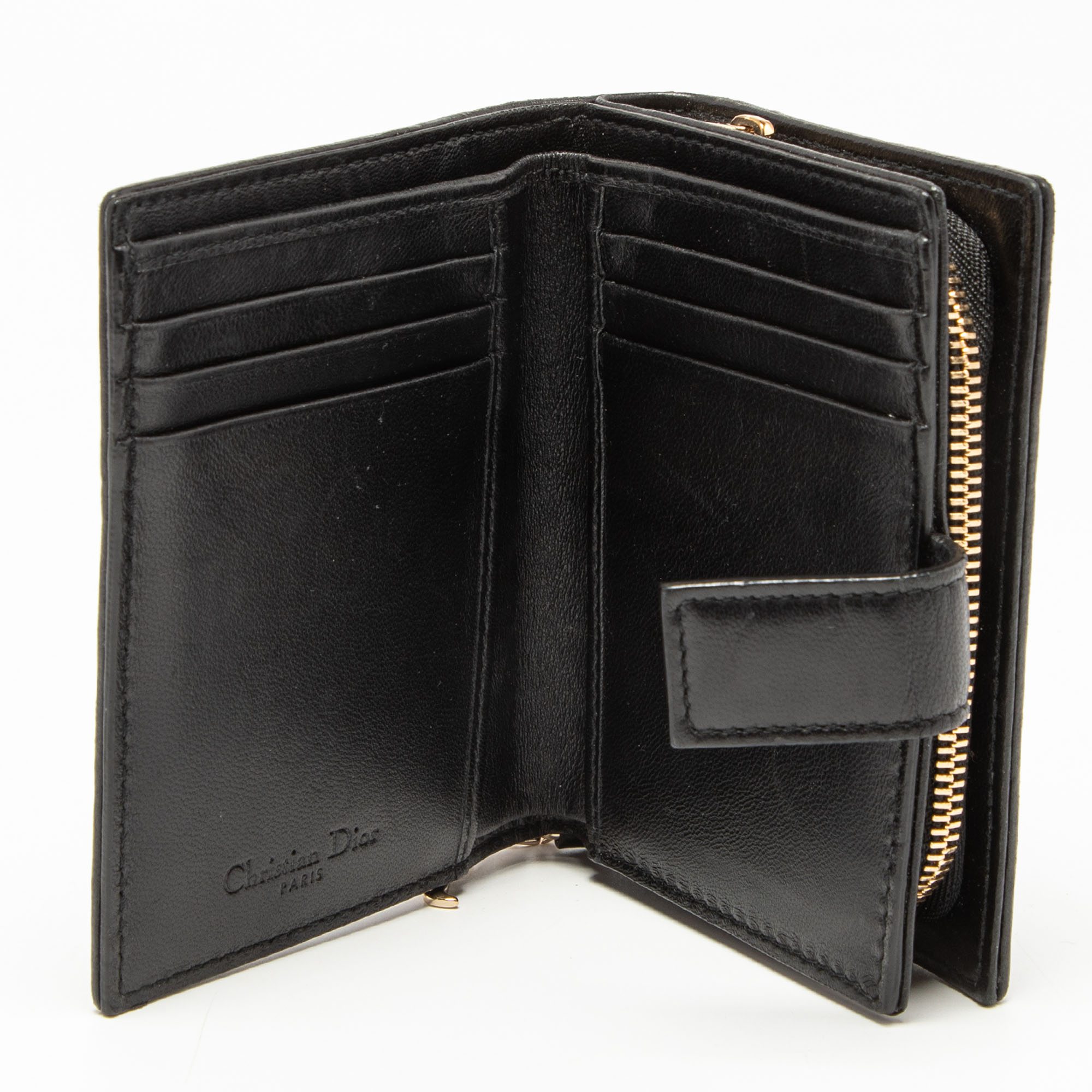 

Dior Black Cannage Leather Lady Dior French Compact Wallet