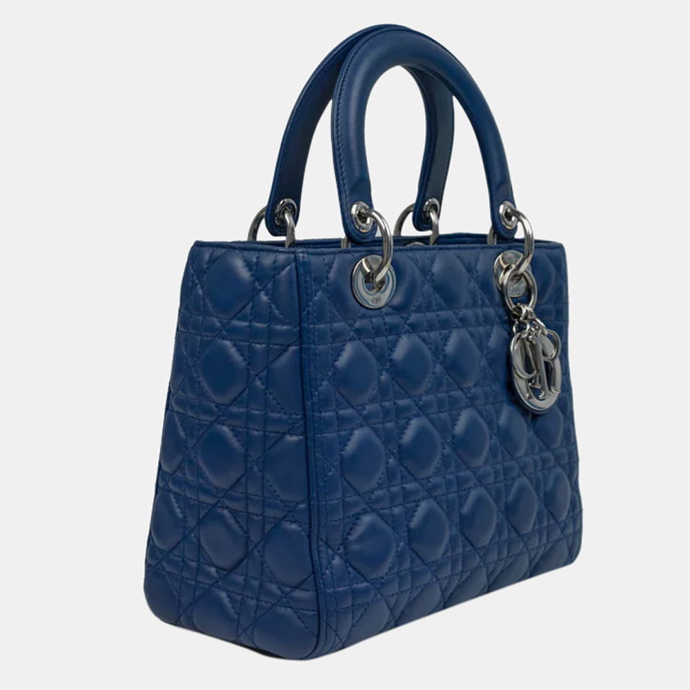 

Dior Blue Medium Leather Lady Dior Shoulder Bag