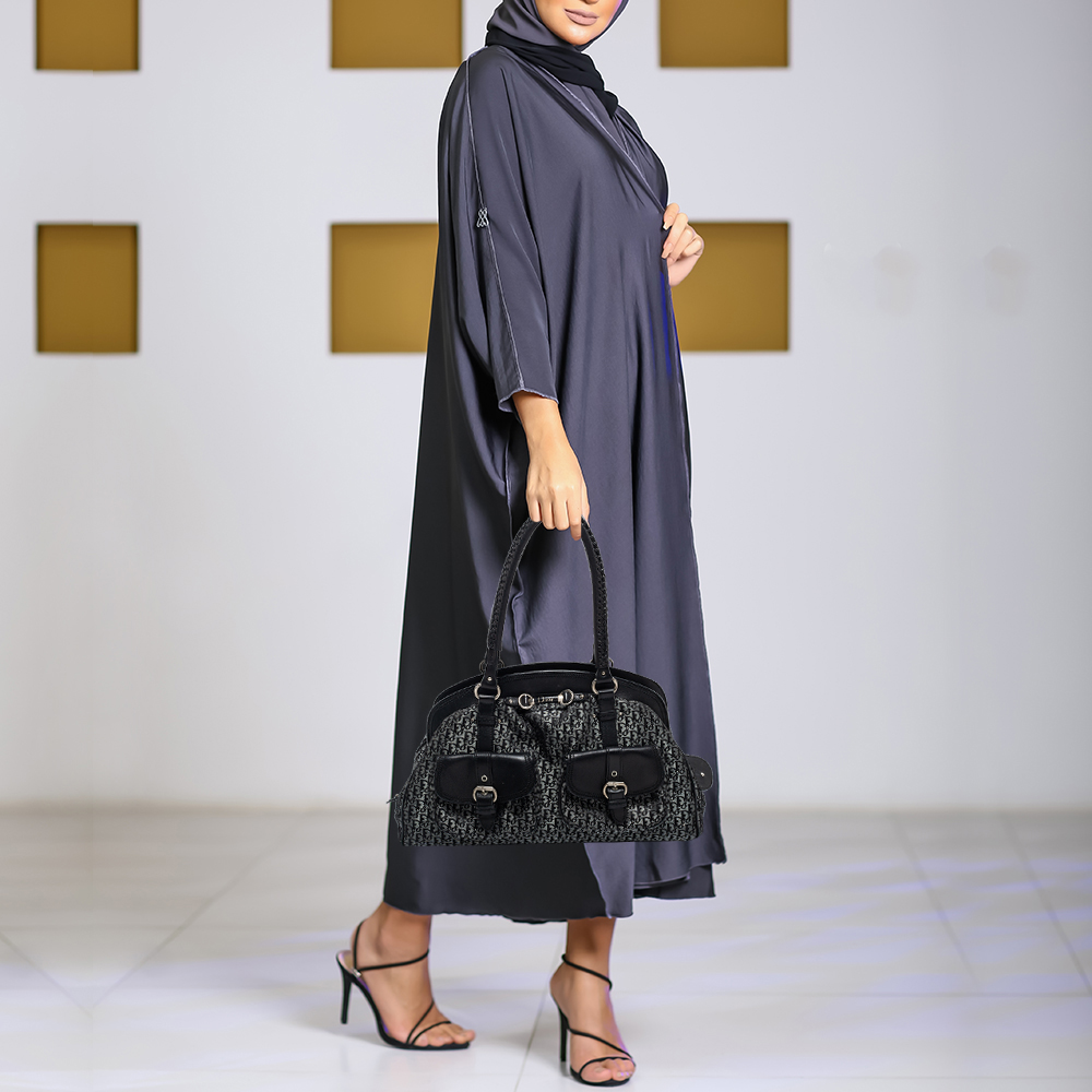 

Dior Black Oblique Fabric and Leather Detective Frame Satchel