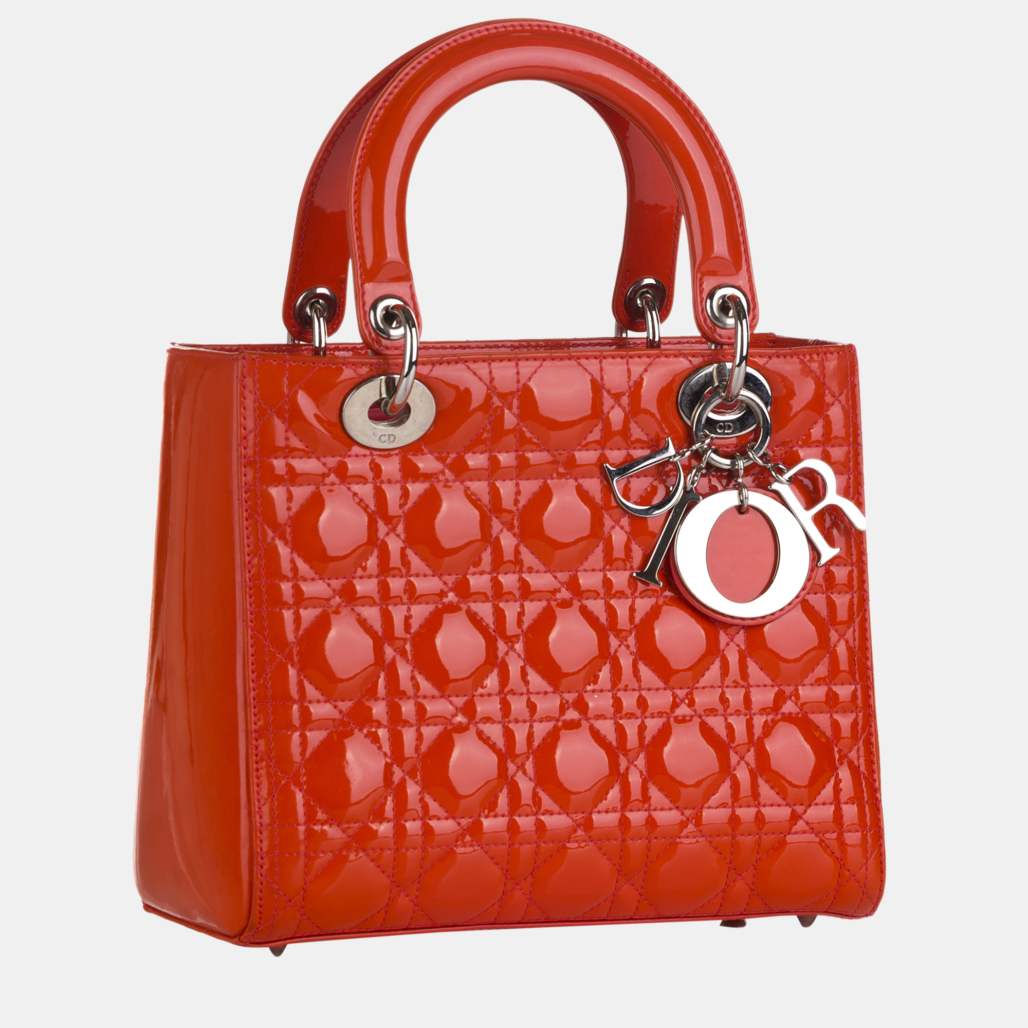 

Dior Orange Medium Patent Lady Dior