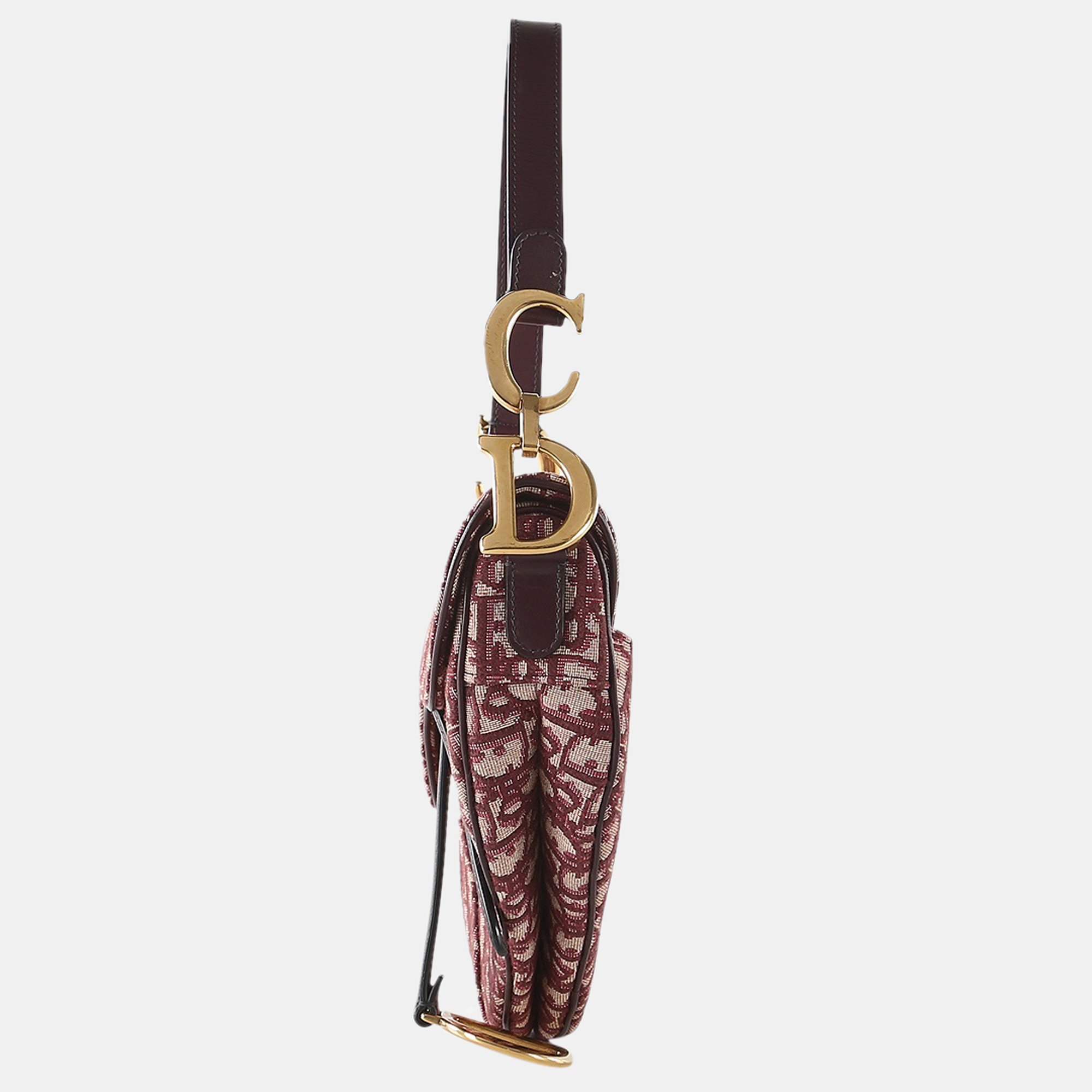 

Dior Burgundy Monogram Oblique Jacquard Saddle Bag