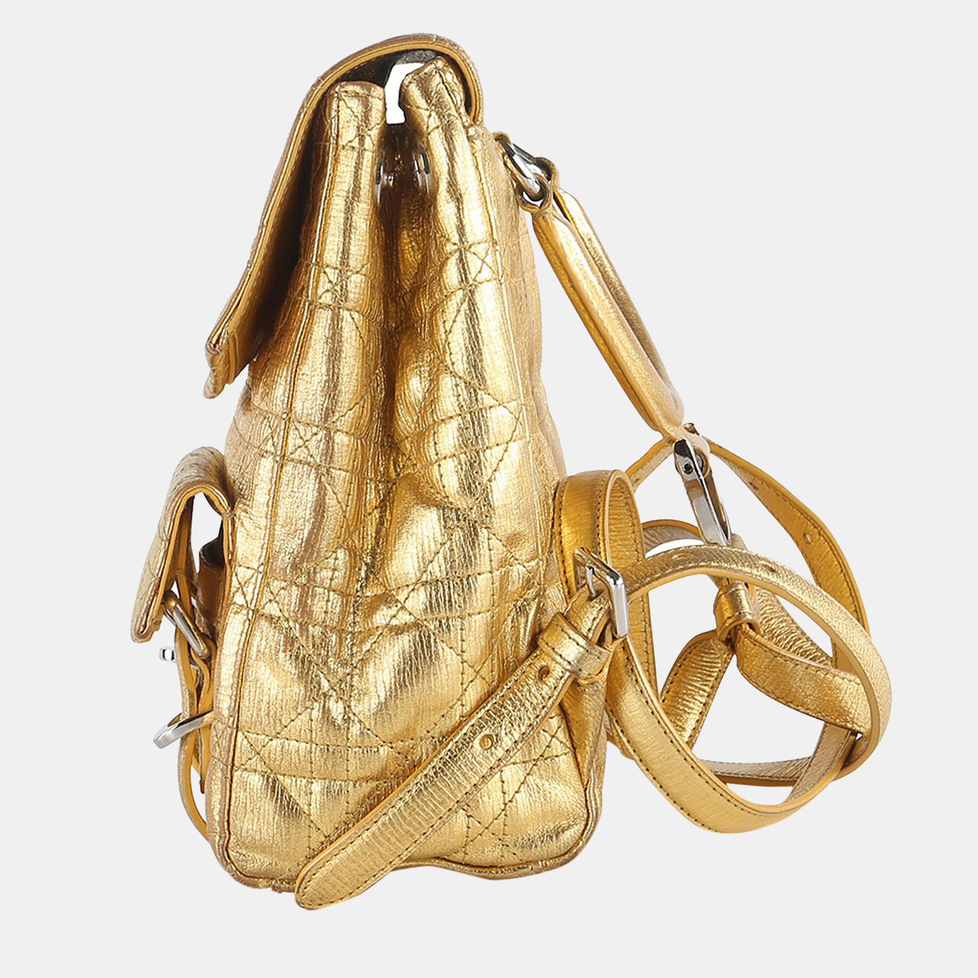 

Dior Gold Leather Stardust Cannage Backpack