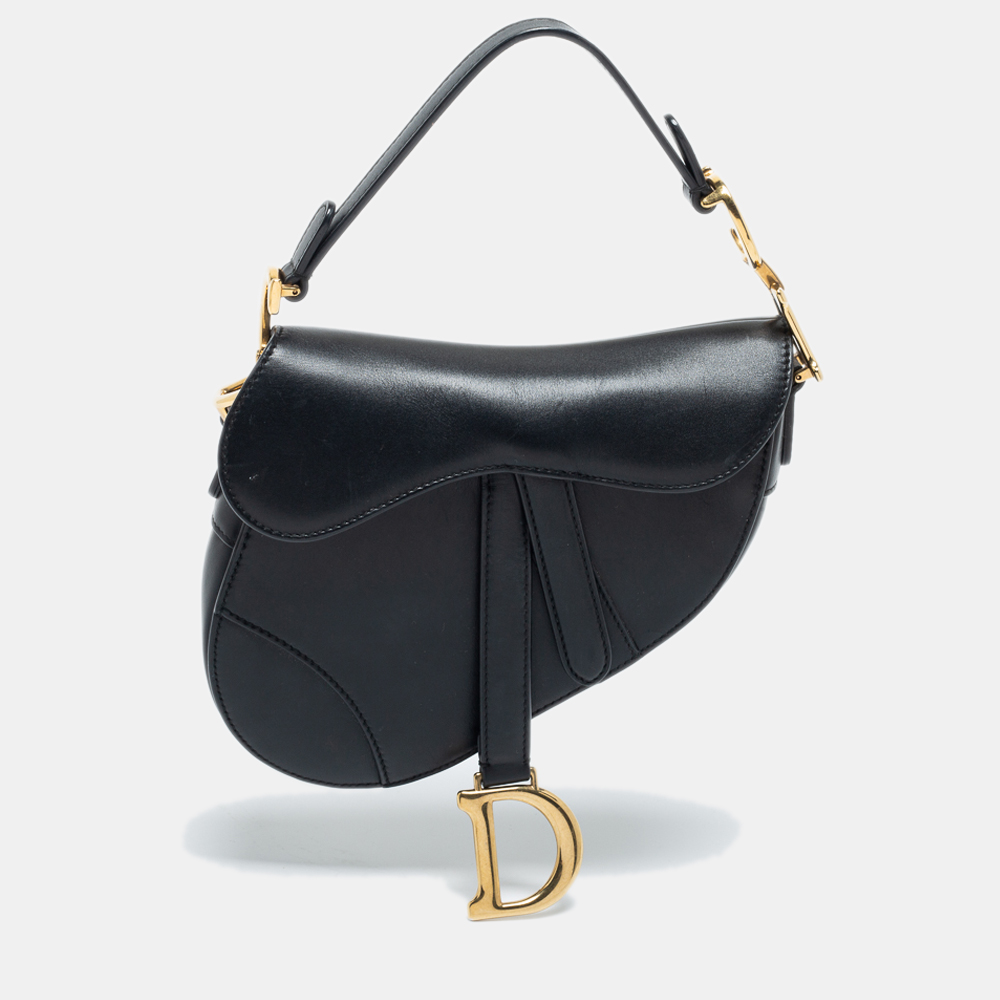 Dior Black Leather Mini Saddle Bag