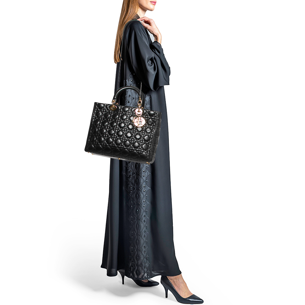 

Dior Black Cannage Leather Large Lady Dior Tote