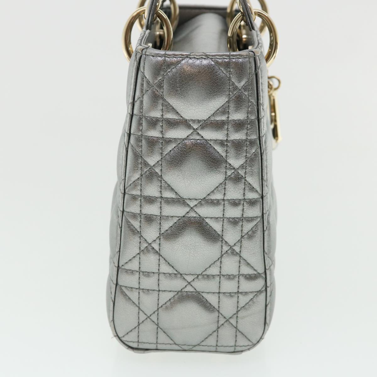 

Dior Silver Leather Lady Dior Bag