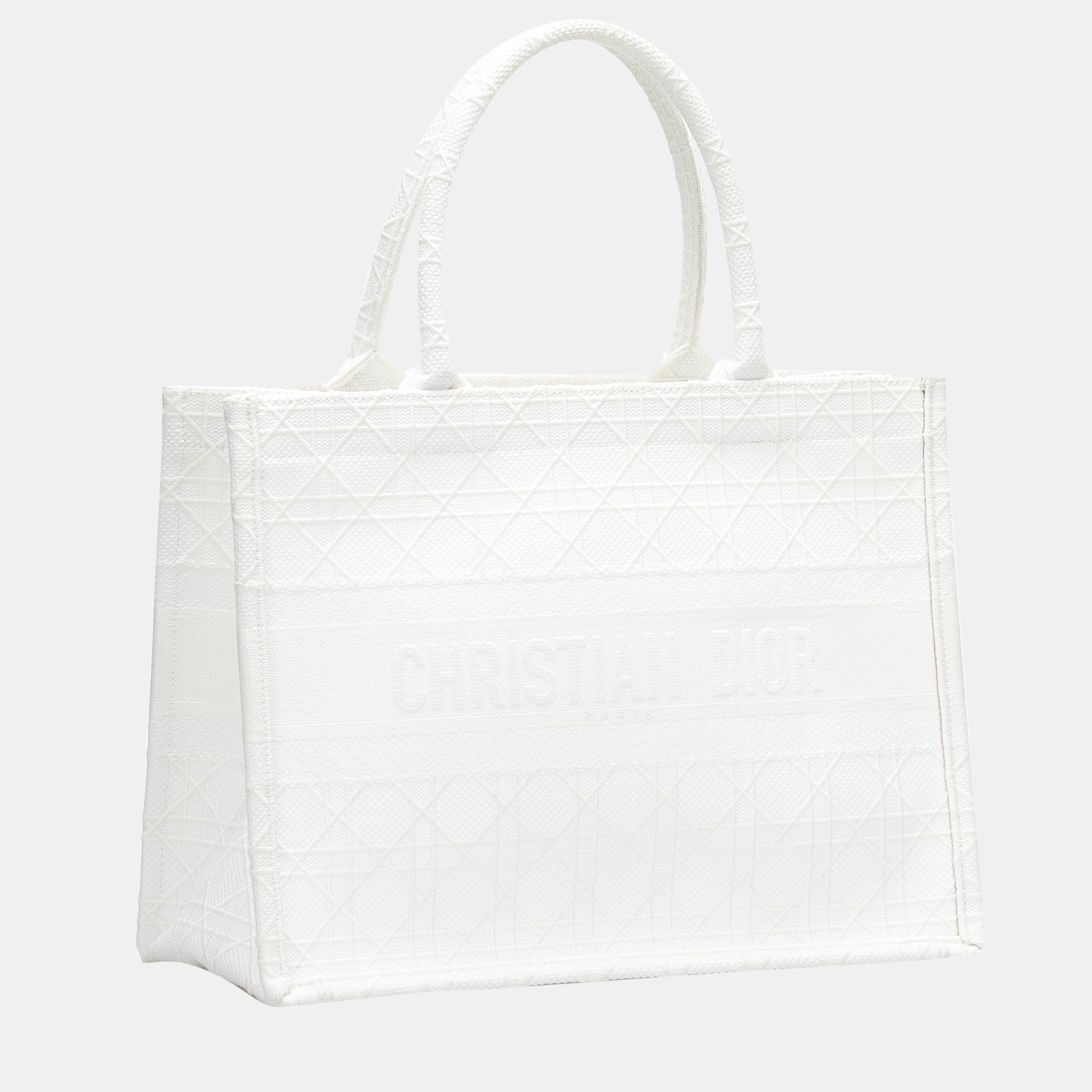 

Dior White Medium Cannage Book Tote