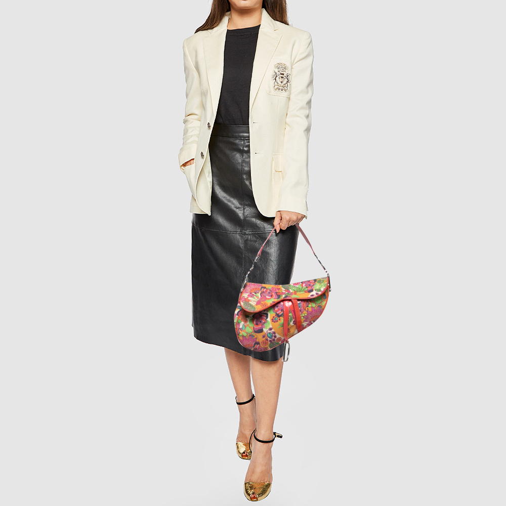 

Dior Multicolor Floral Canvas and Patent Leather Saddle Shoulder Bag