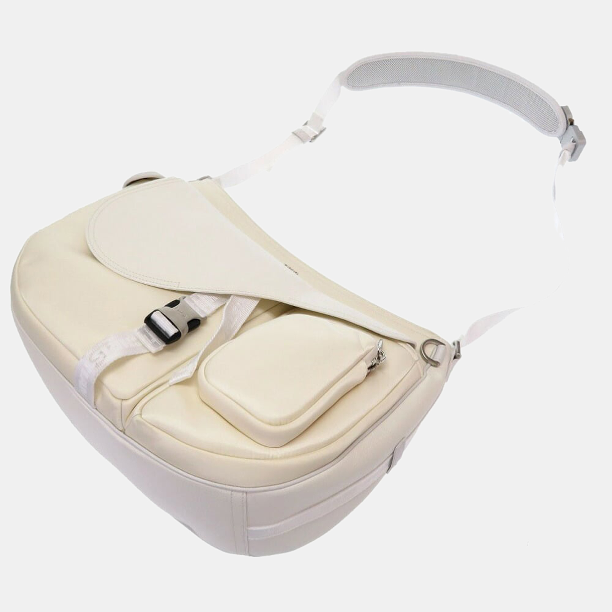 

Dior White Canvas Leather Roller Coaster Soft Saddle Shoulder Bag