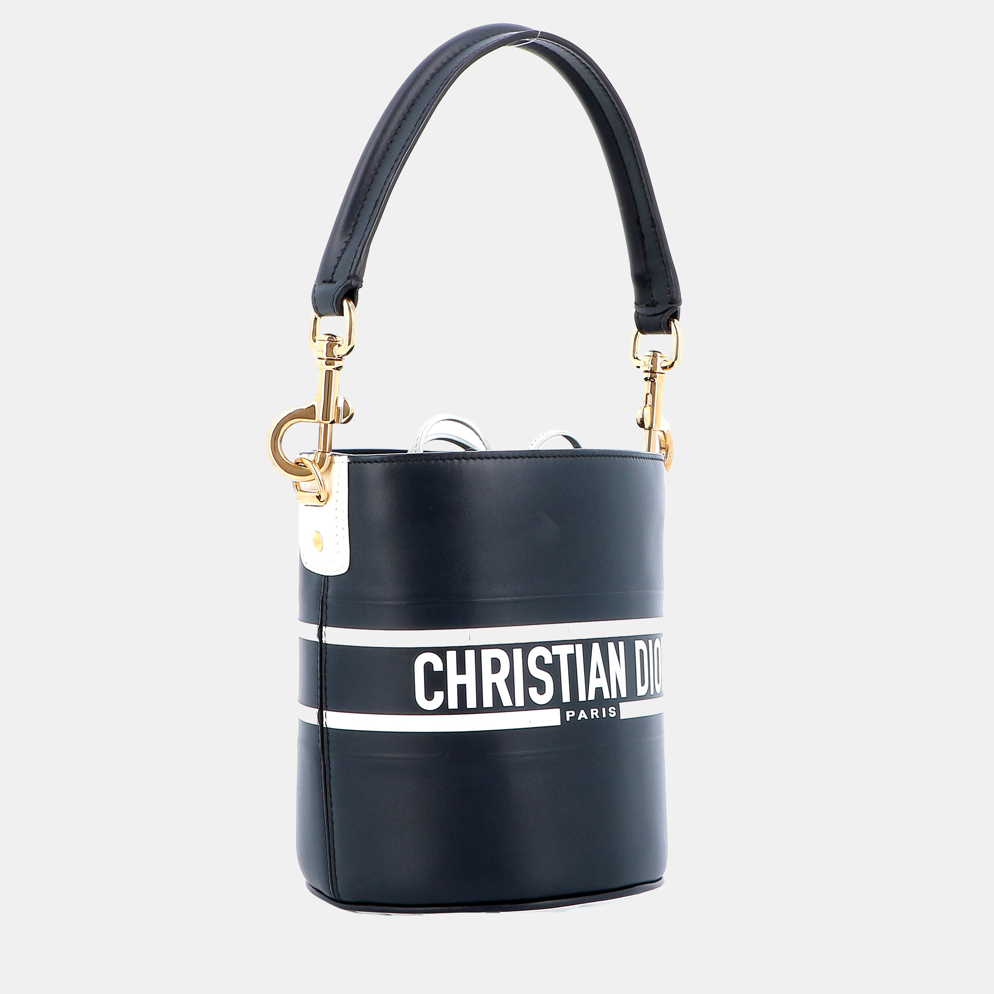 

Dior Navy Blue Leather Vibe Bucket Shoulder Bag