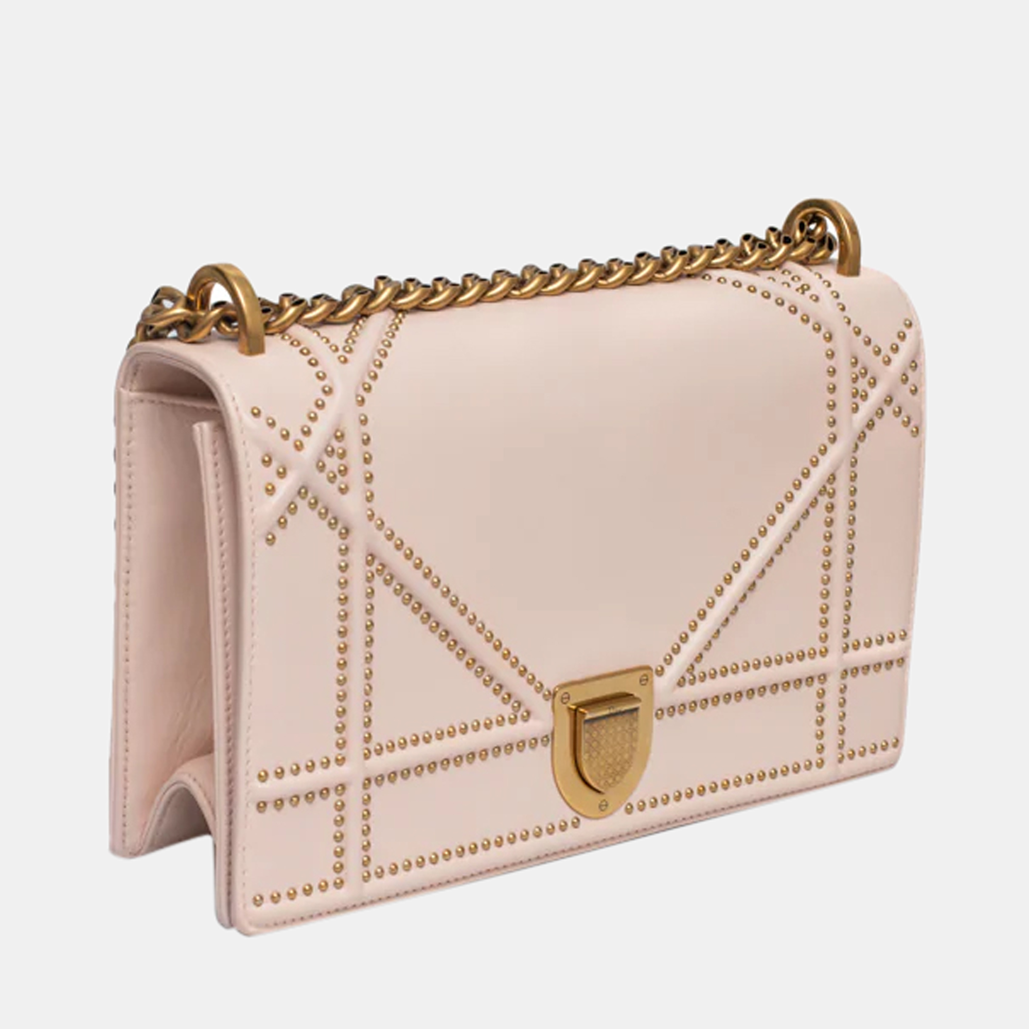 

Dior Pink Leather Studded Diorama  Flap Shoulder Bag