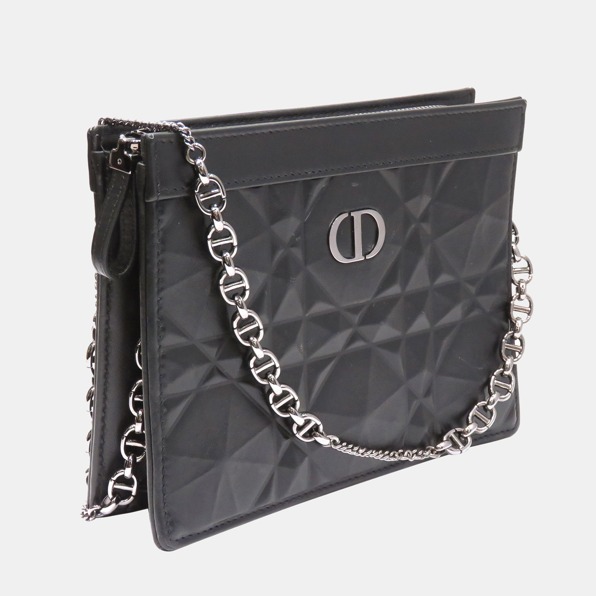 

Dior Black Caro Zipped Pouch with Chain