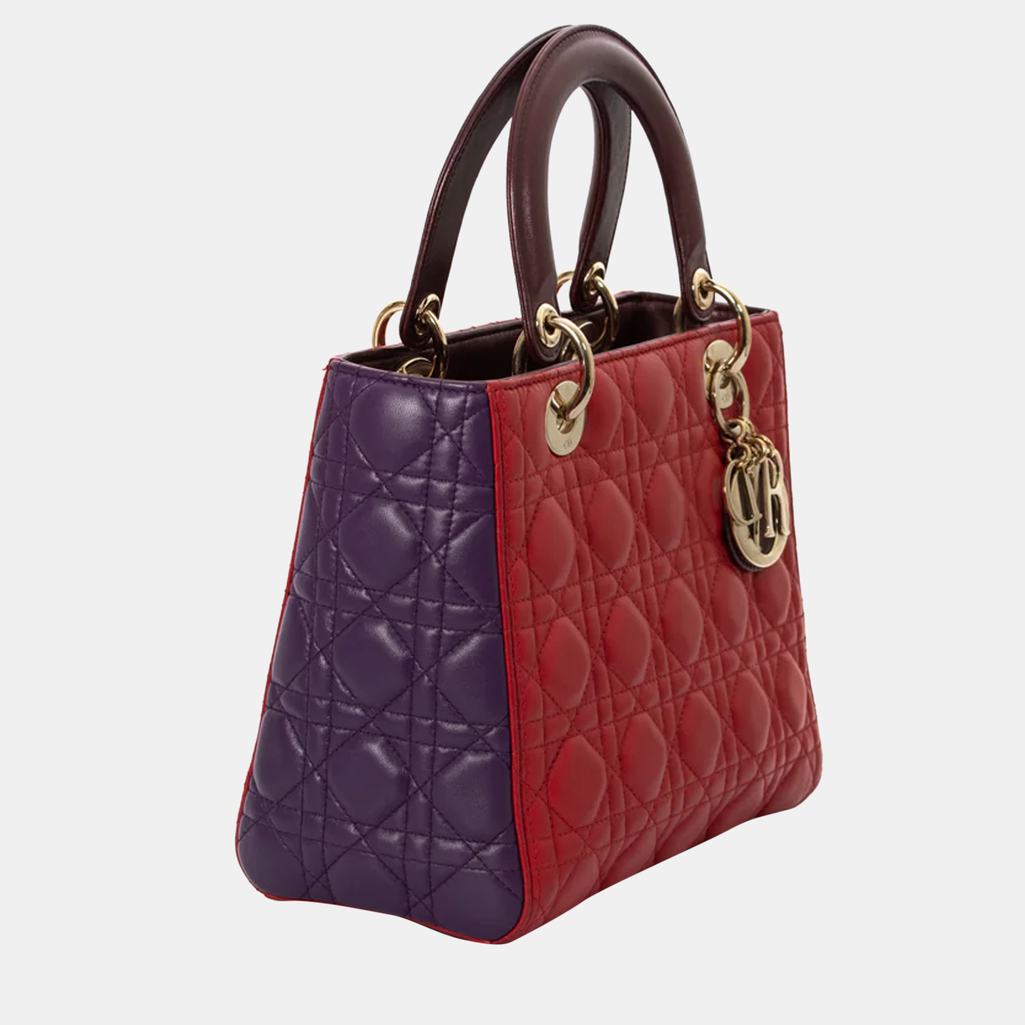 

Dior Red Leather Lady Dior Top Handle Bag