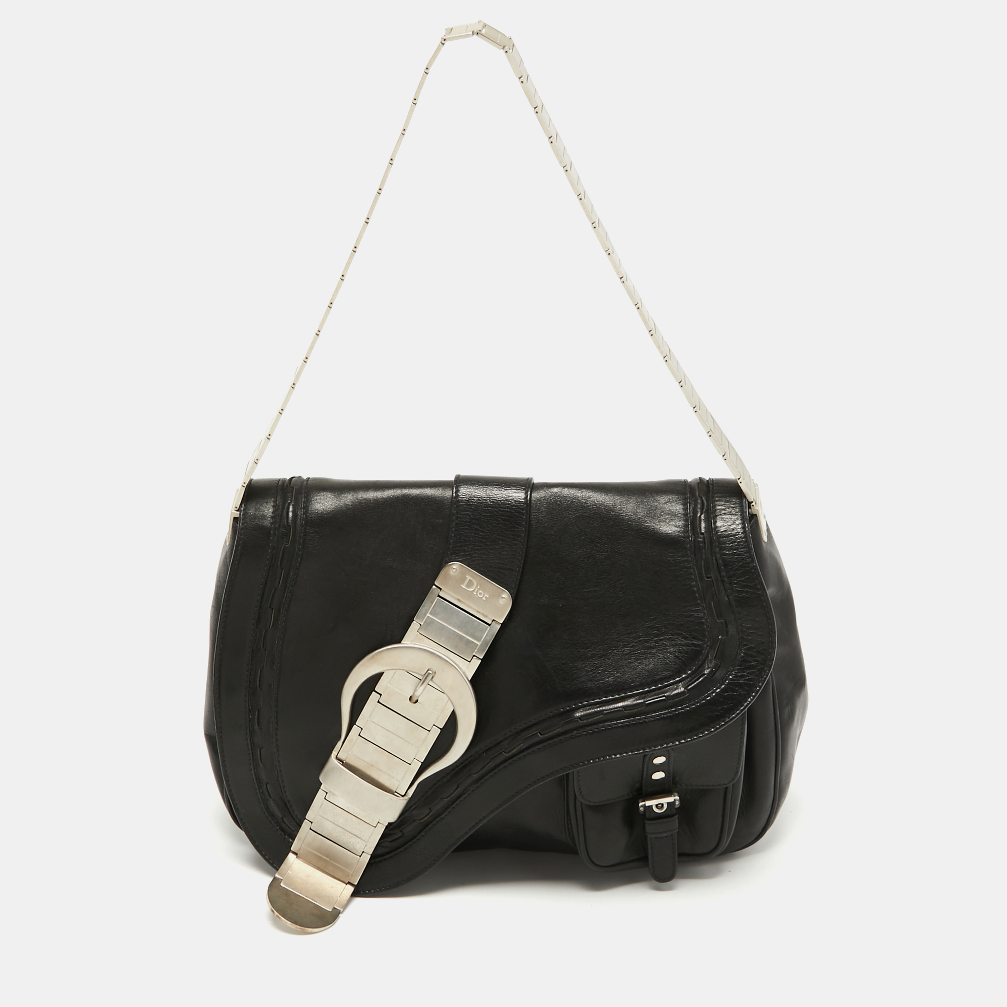 Dior Black Leather Limited Edition 295 Gaucho Saddle Bag Dior