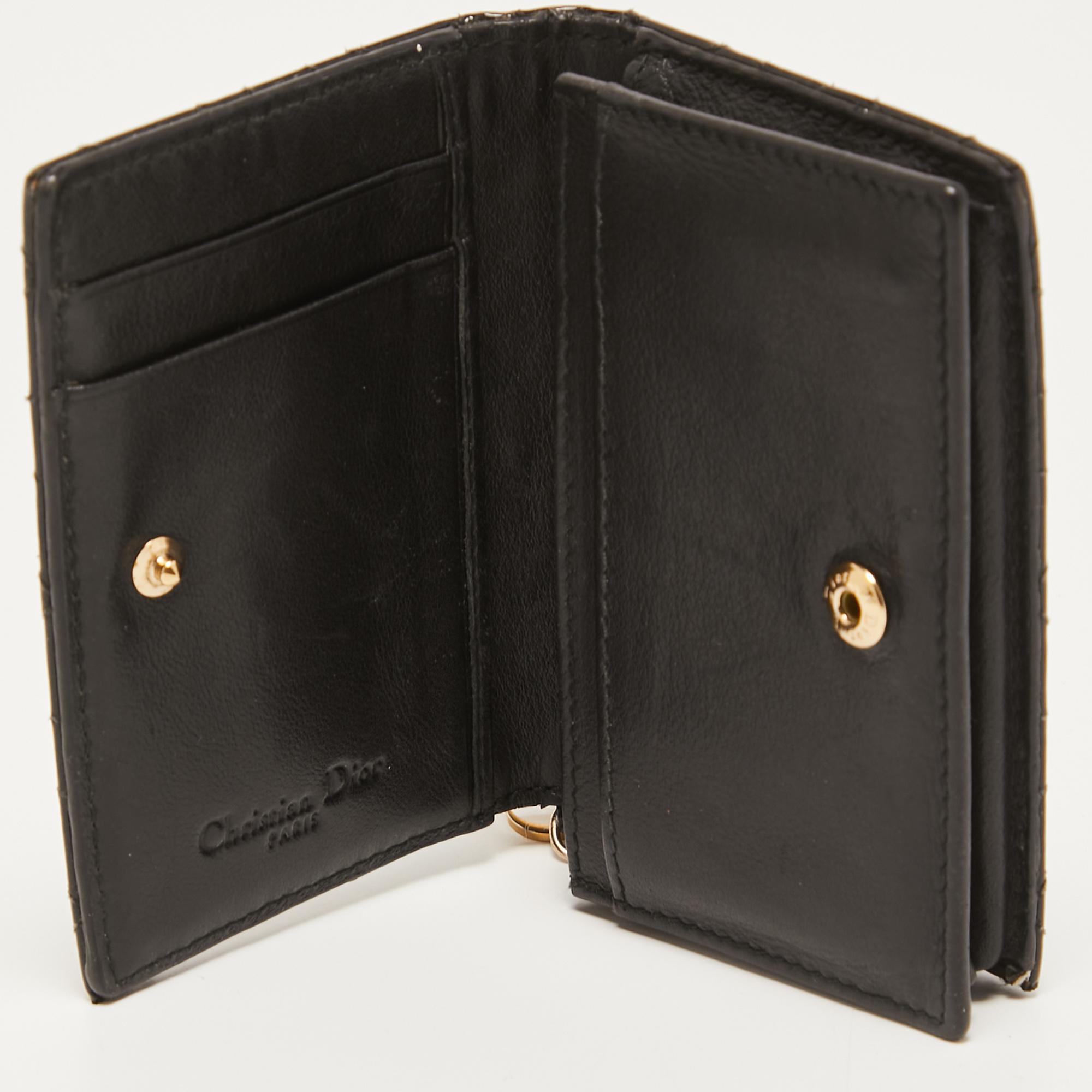 

Dior Black Cannage Patent Leather Mini Lady Dior Wallet