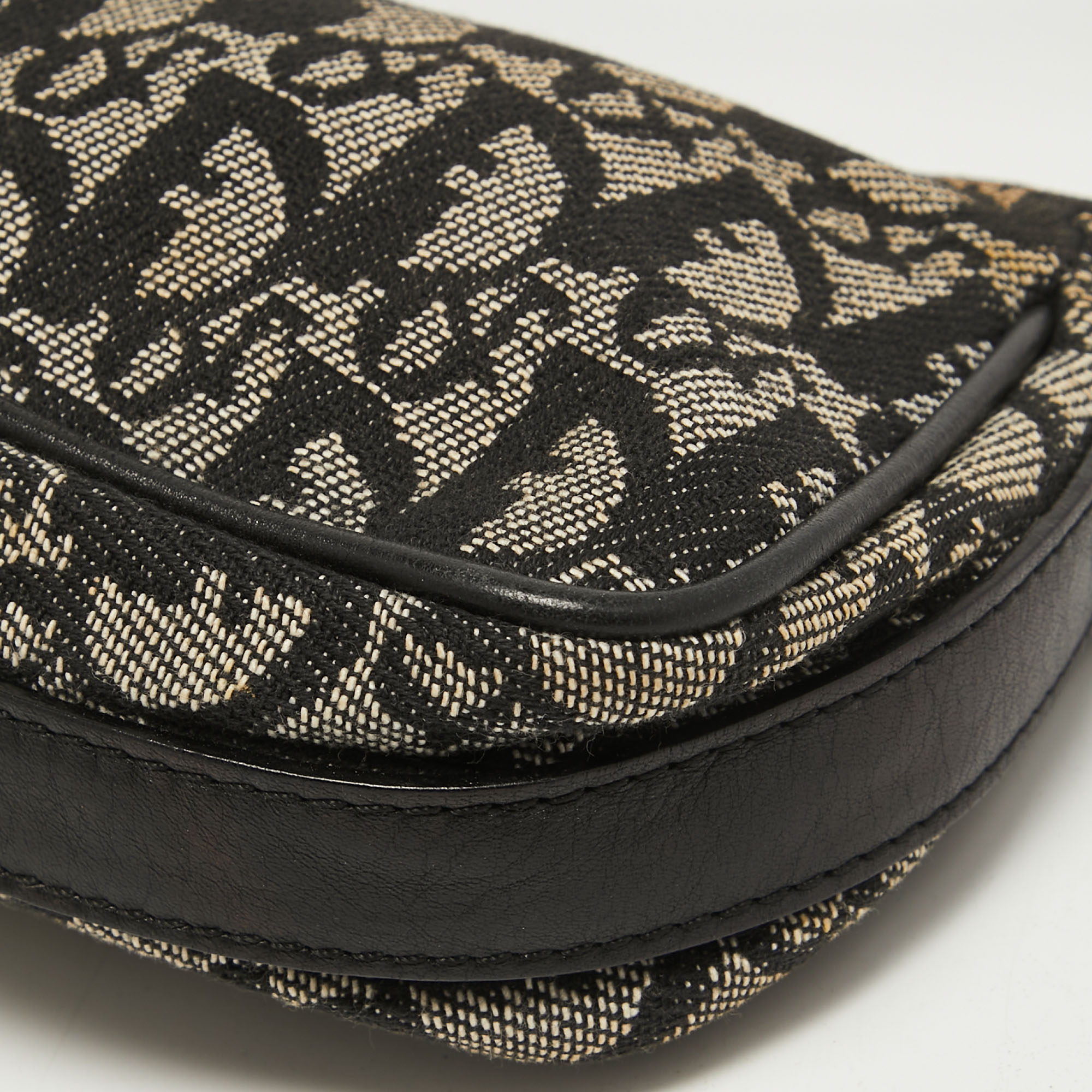 Dior Black Diorissimo Canvas and Leather Zip Charm Pochette Bag