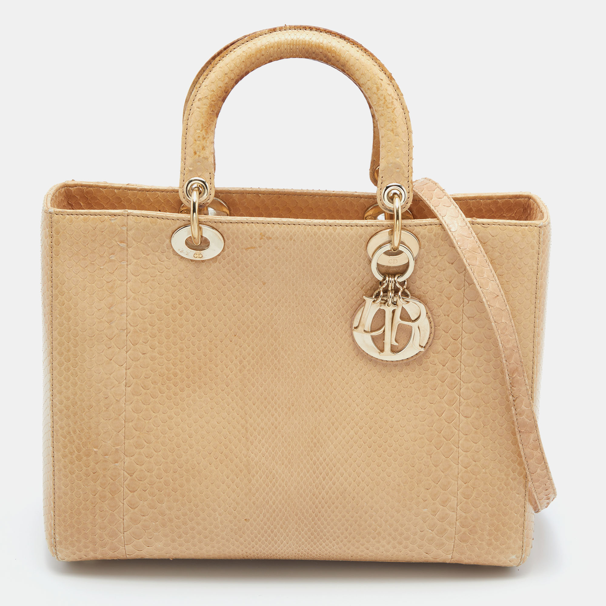 

Dior Beige Python Large Lady Dior Tote