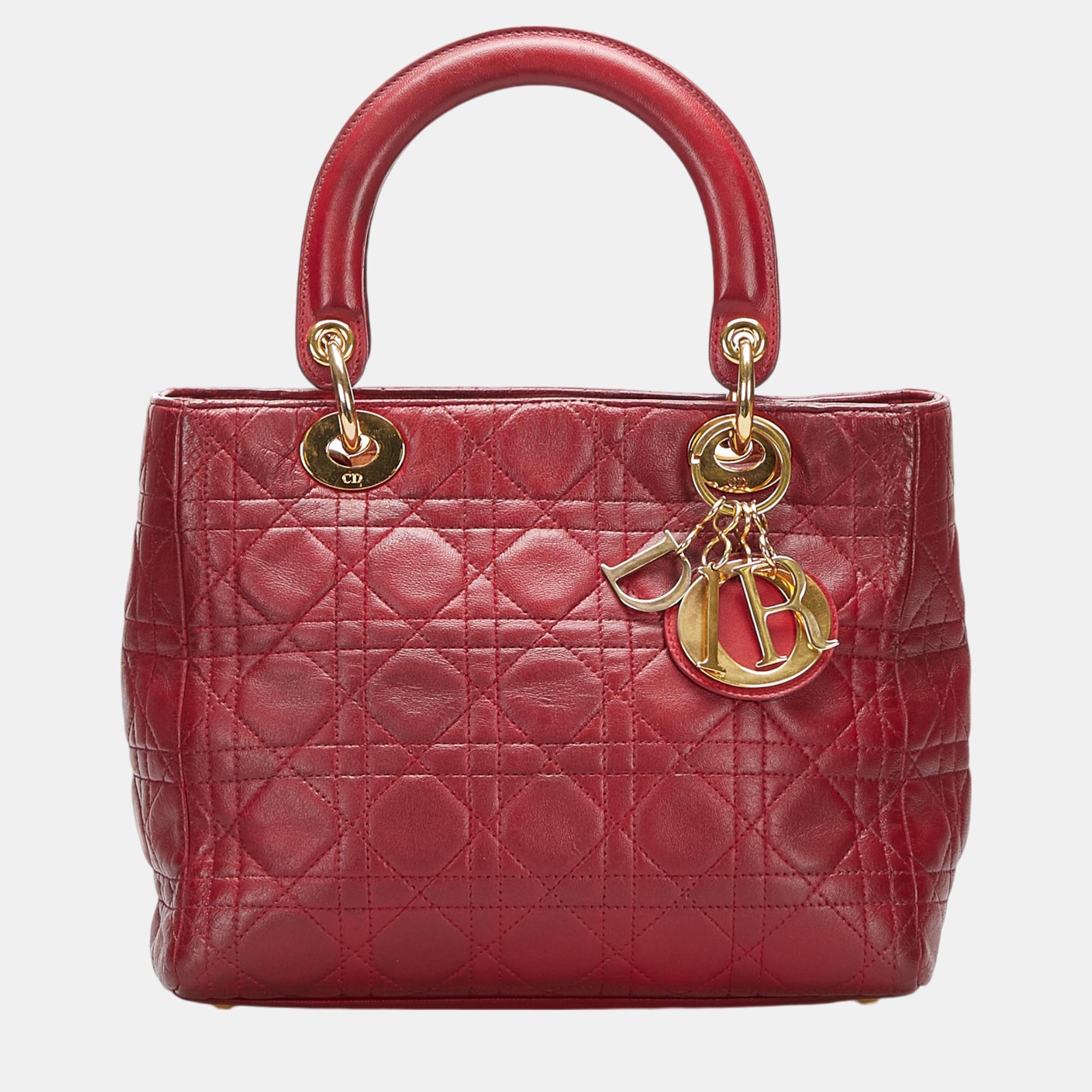 

Dior Red Medium Cannage Lady Dior